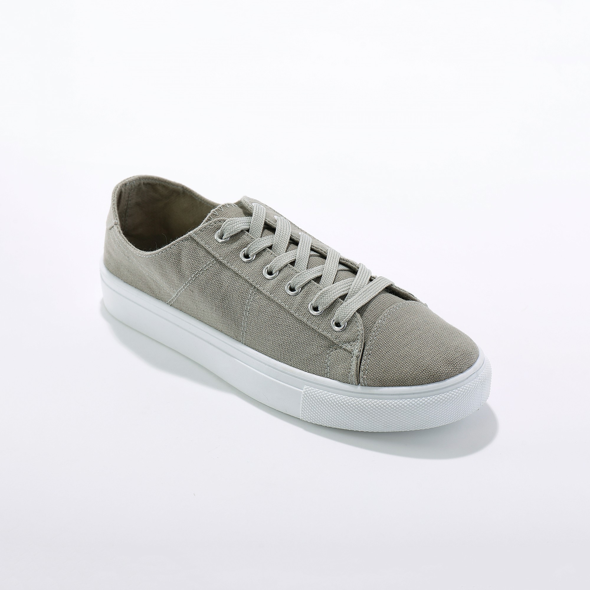 Tennis Lacées En Toile À Semelle Plateforme Compensée - Blancheporte