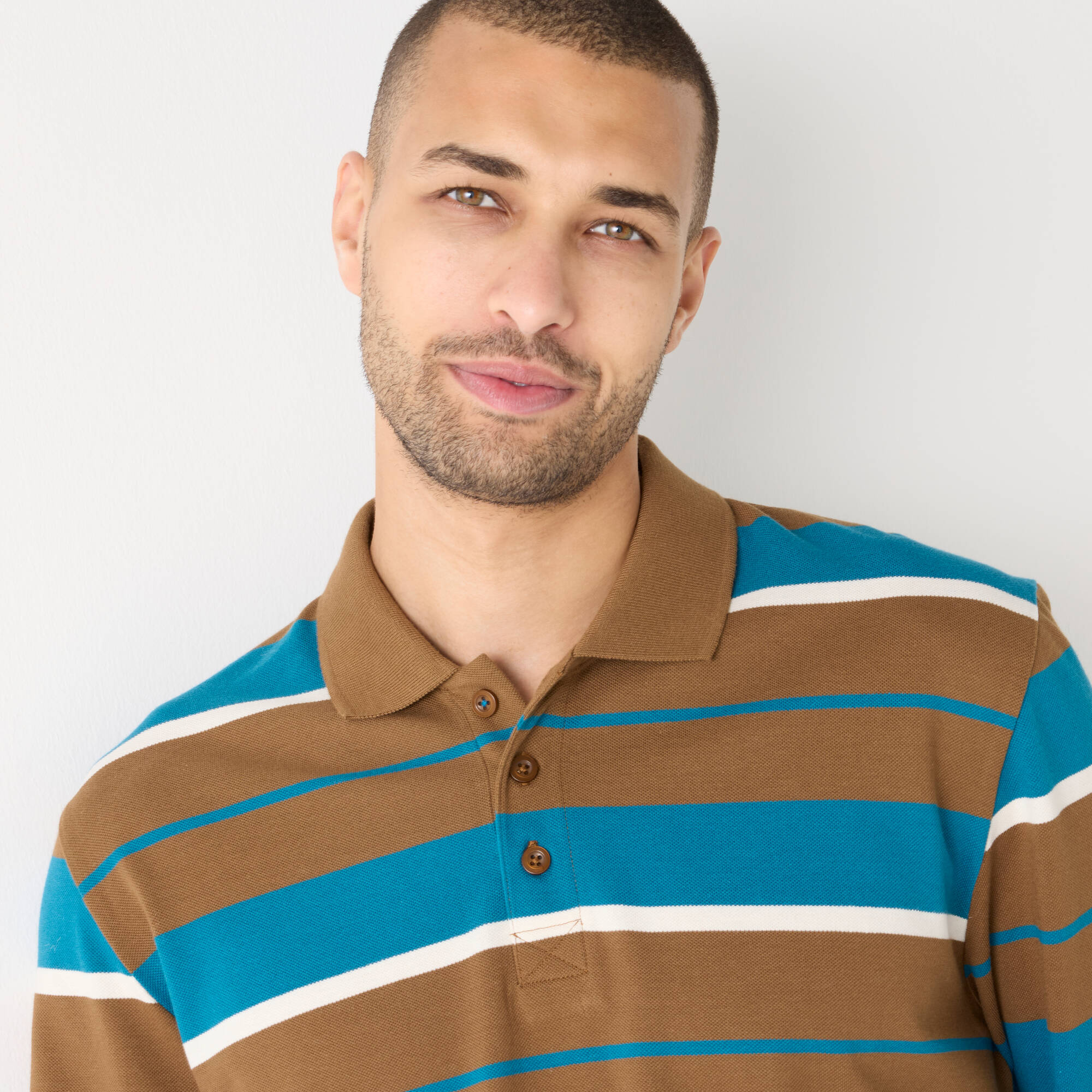 Polo raye maille pique manches longues - Blancheporte 30$