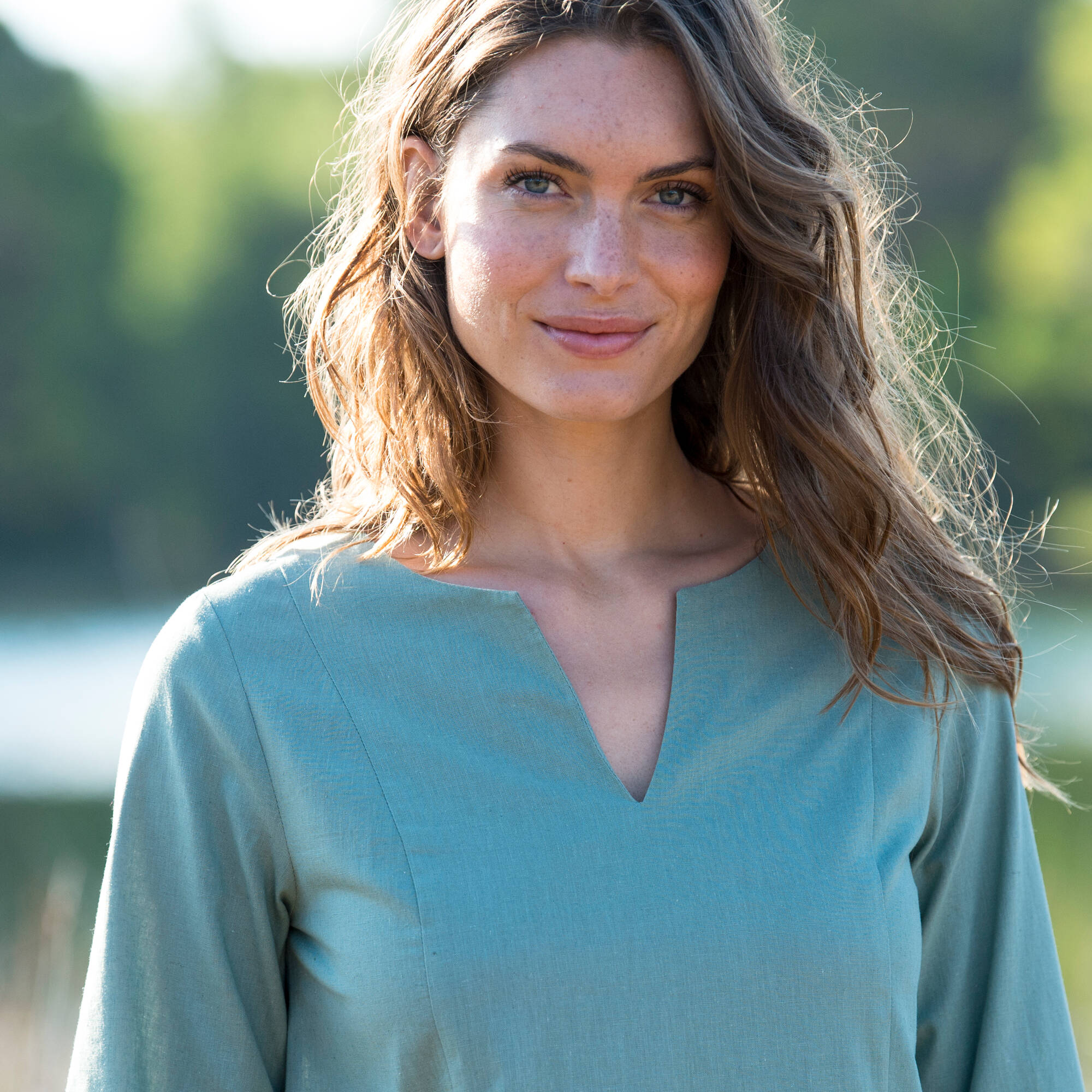Robe forme housse unie mlange coton-lin - Blancheporte 21$