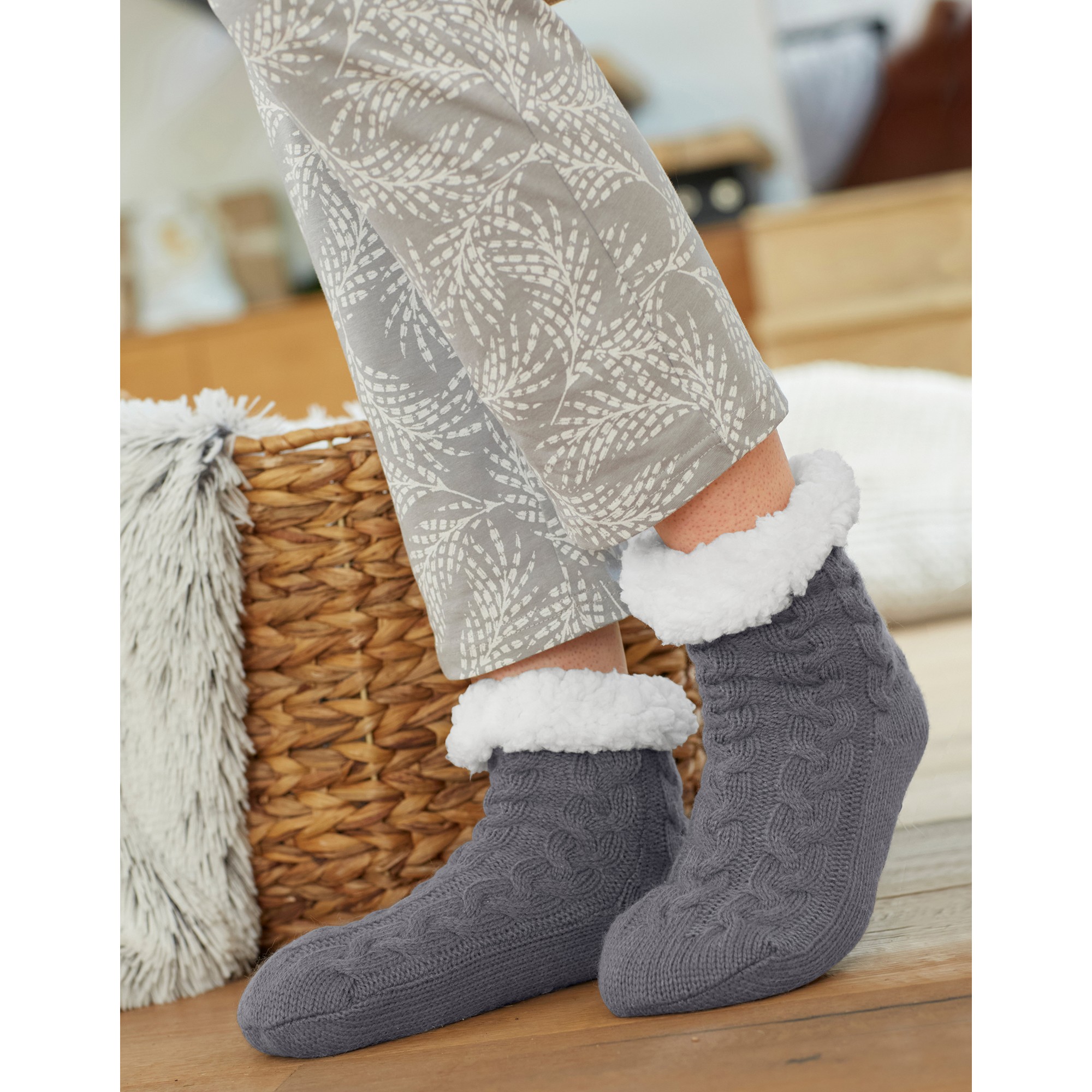 Chaussettes chaussons antidérapantes homme shop