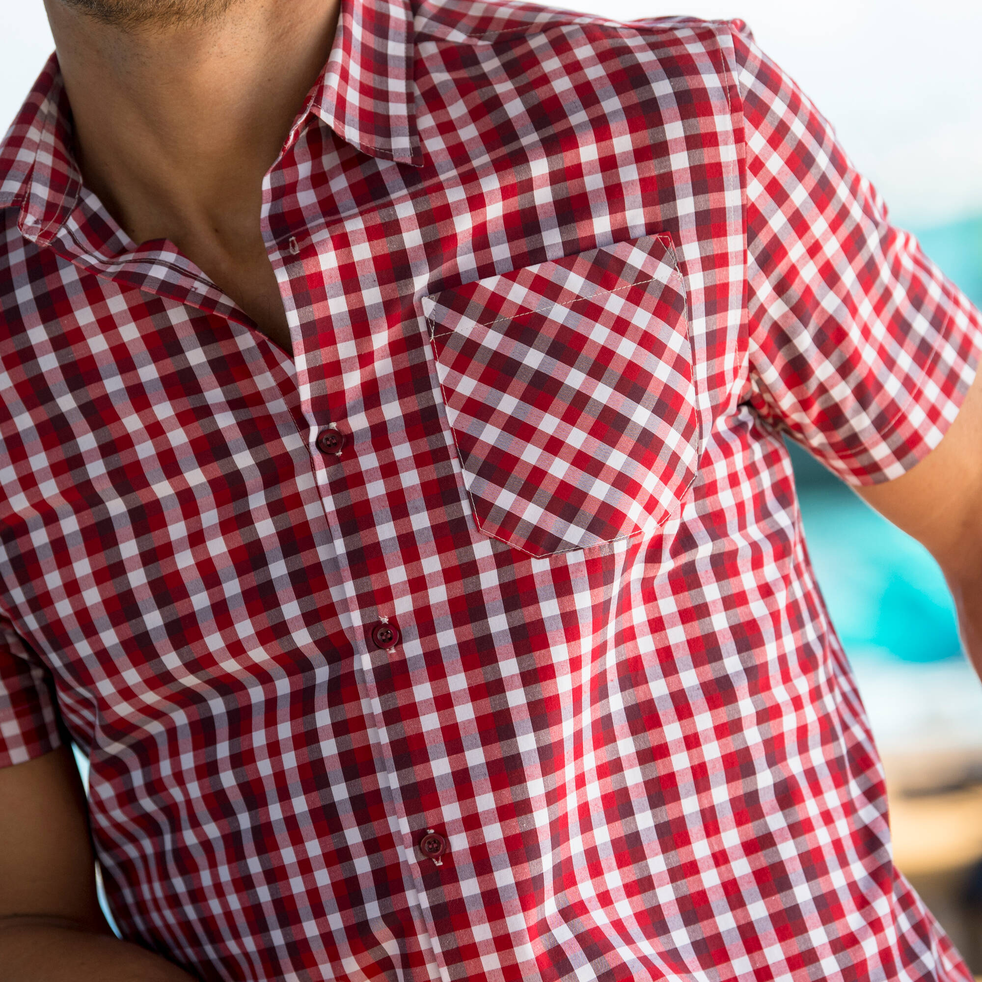 Chemise Homme à Carreaux Rouge/Blanc Manches Courtes FULL CIRCLE - Taille XL - Style Années 90