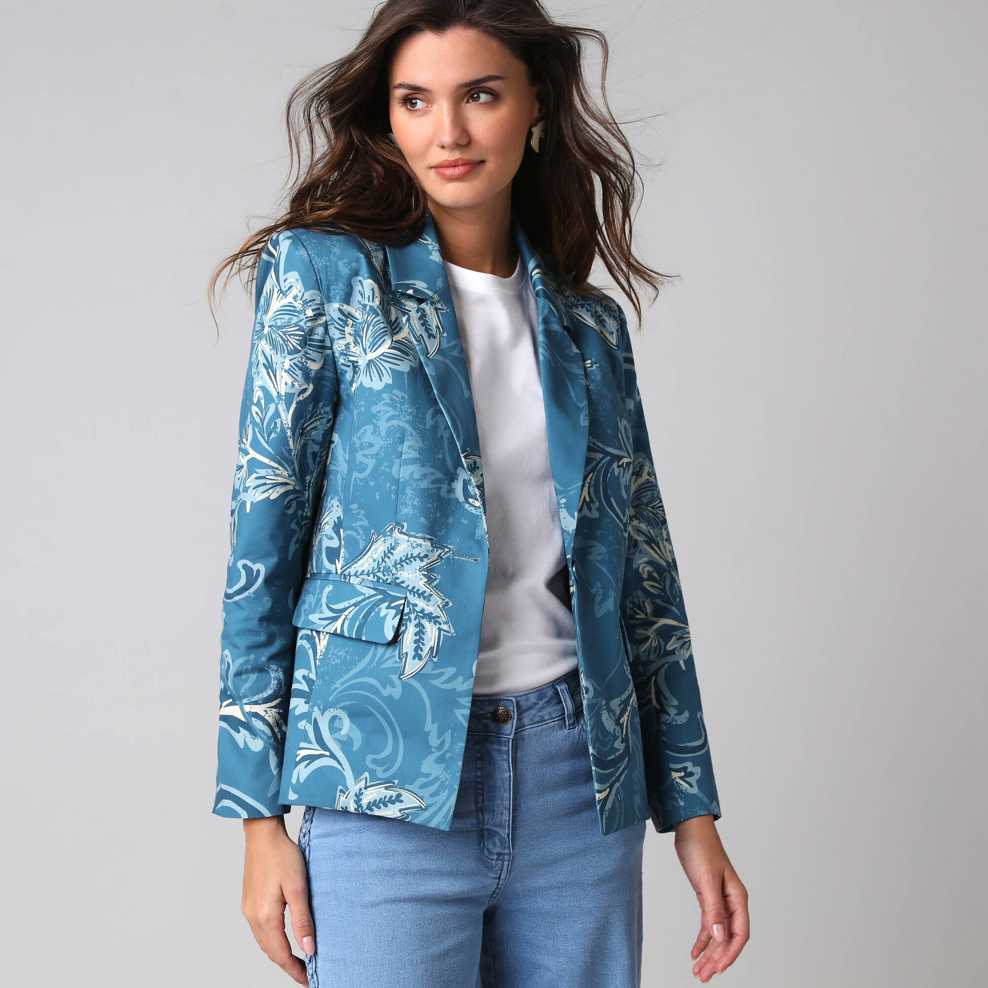 Veste blazer imprimée manches longues - Blancheporte