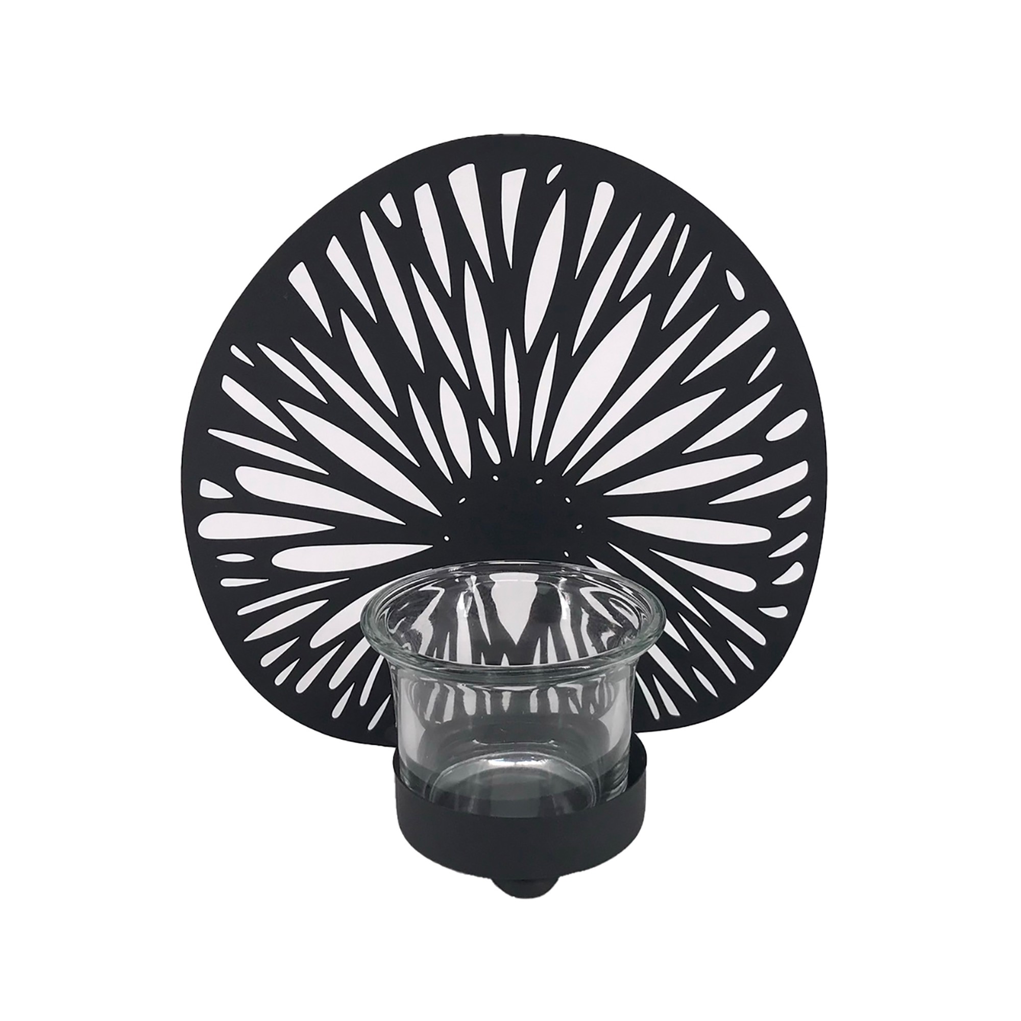 Photophore En Verre Avec Déco Métal Noir - Blancheporte