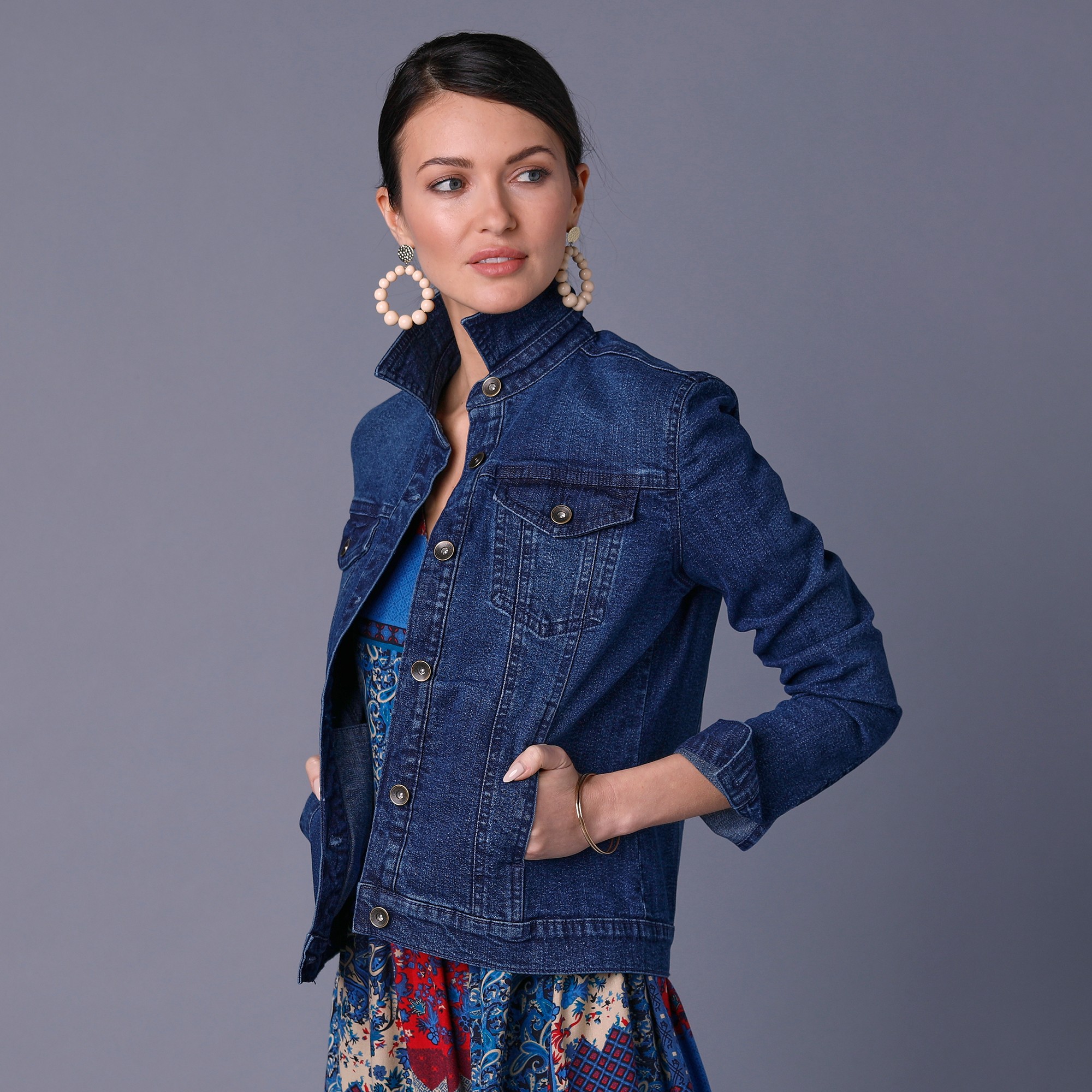 Veste jean brod e dos stone cerise Blancheporte