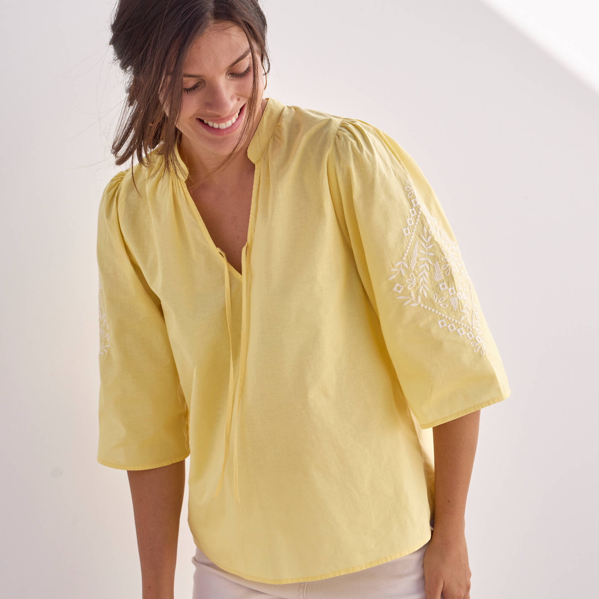 Tunique Jaune Moutarde Blancheporte - Taille 46, Polyester, Manches Longues, Occasion Très Bon état