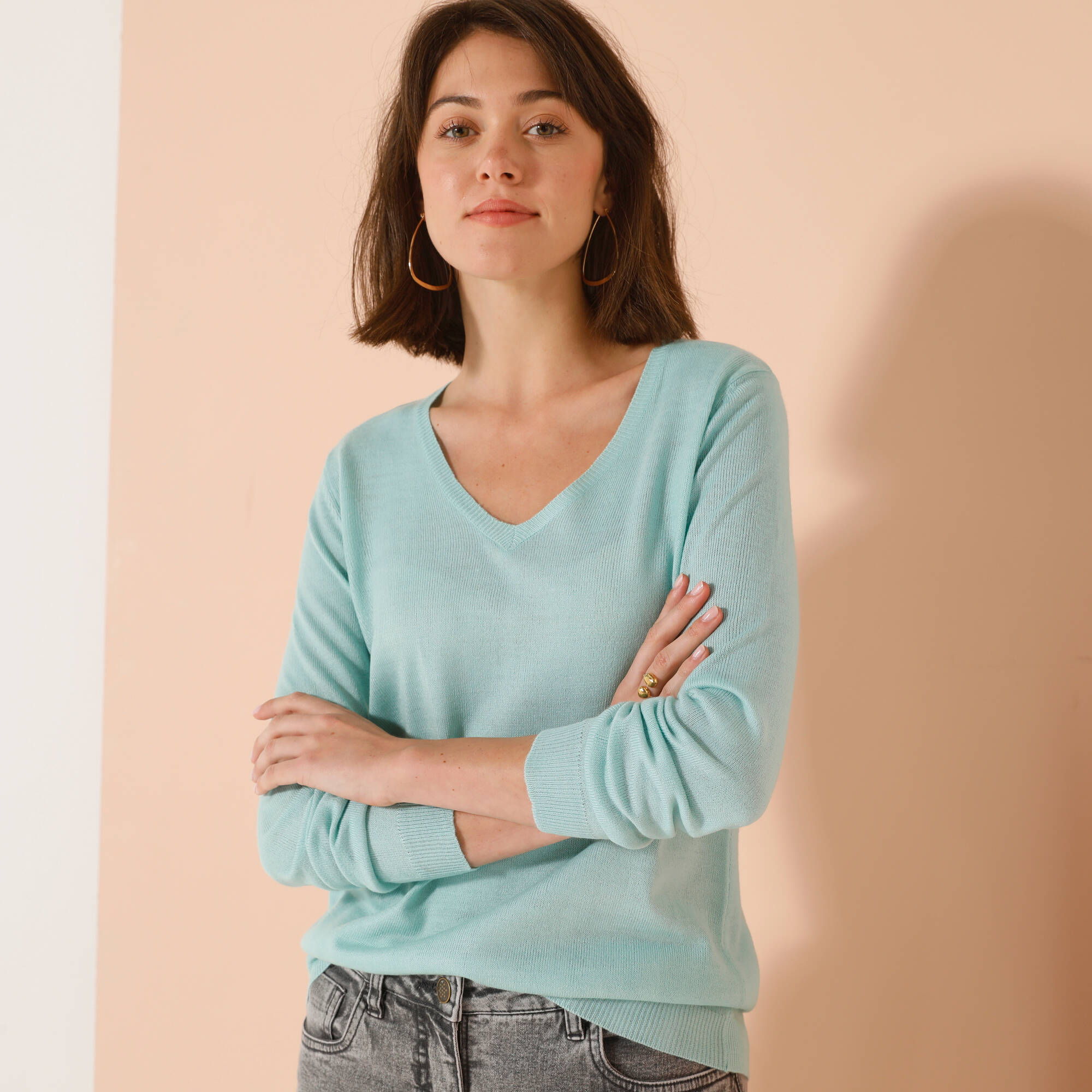 Pull Col V, Toucher Doux - Blancheporte
