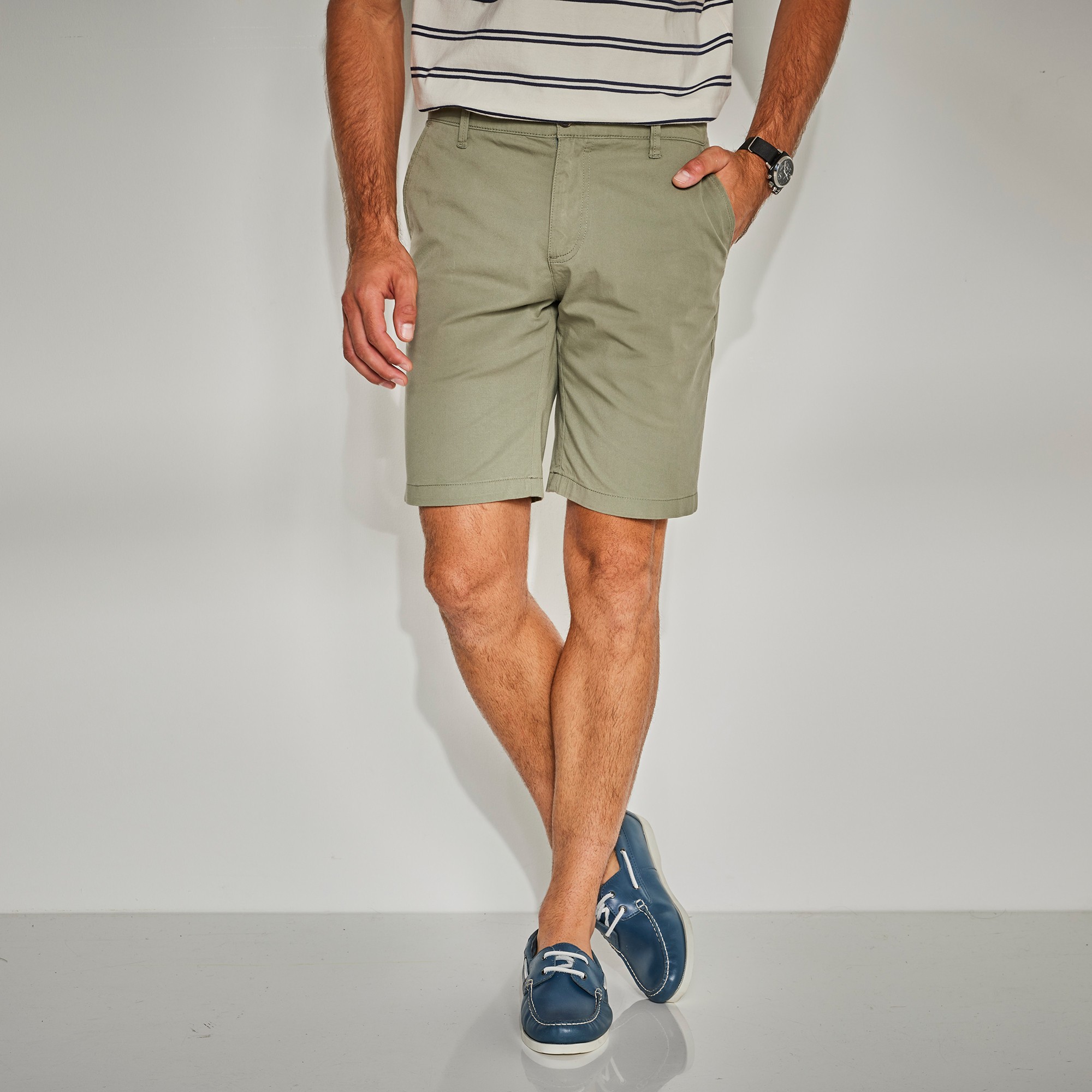 Bermuda Chino Uni Toile Sergé Stretch Morphologie Classique - Blancheporte