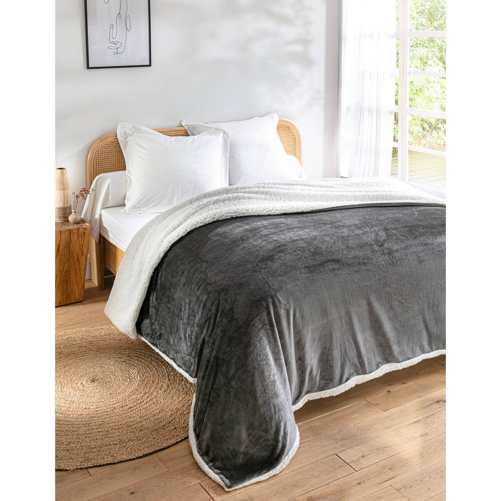 Couverture double face polaire et sherpa - Blancheporte