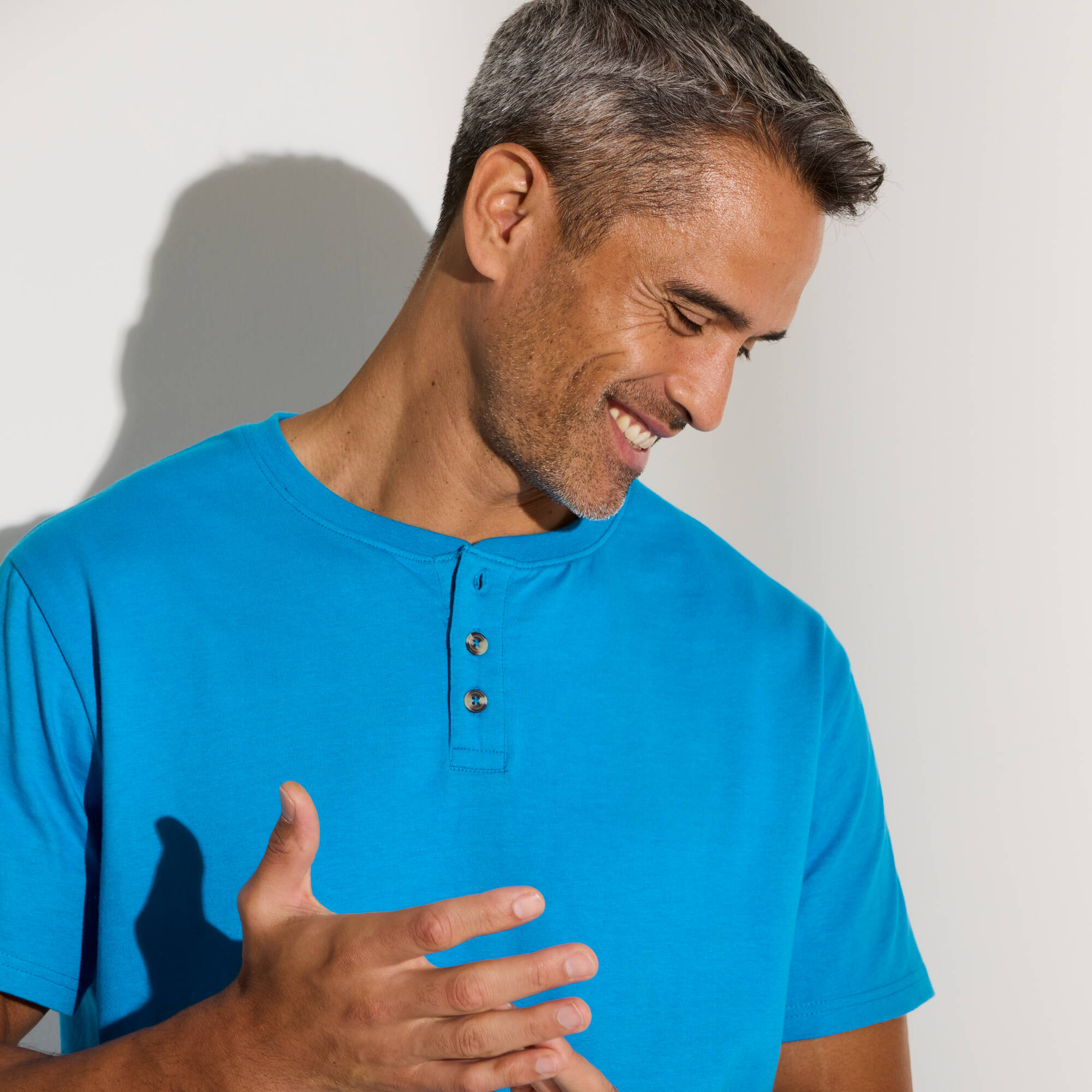 T-shirt Henley confort manches courtes - coton biologique - Blancheporte 12€