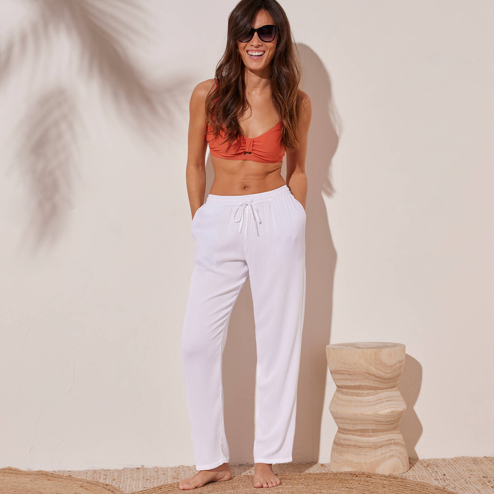 Pantalon droit uni crpon fluide - Blancheporte 26$
