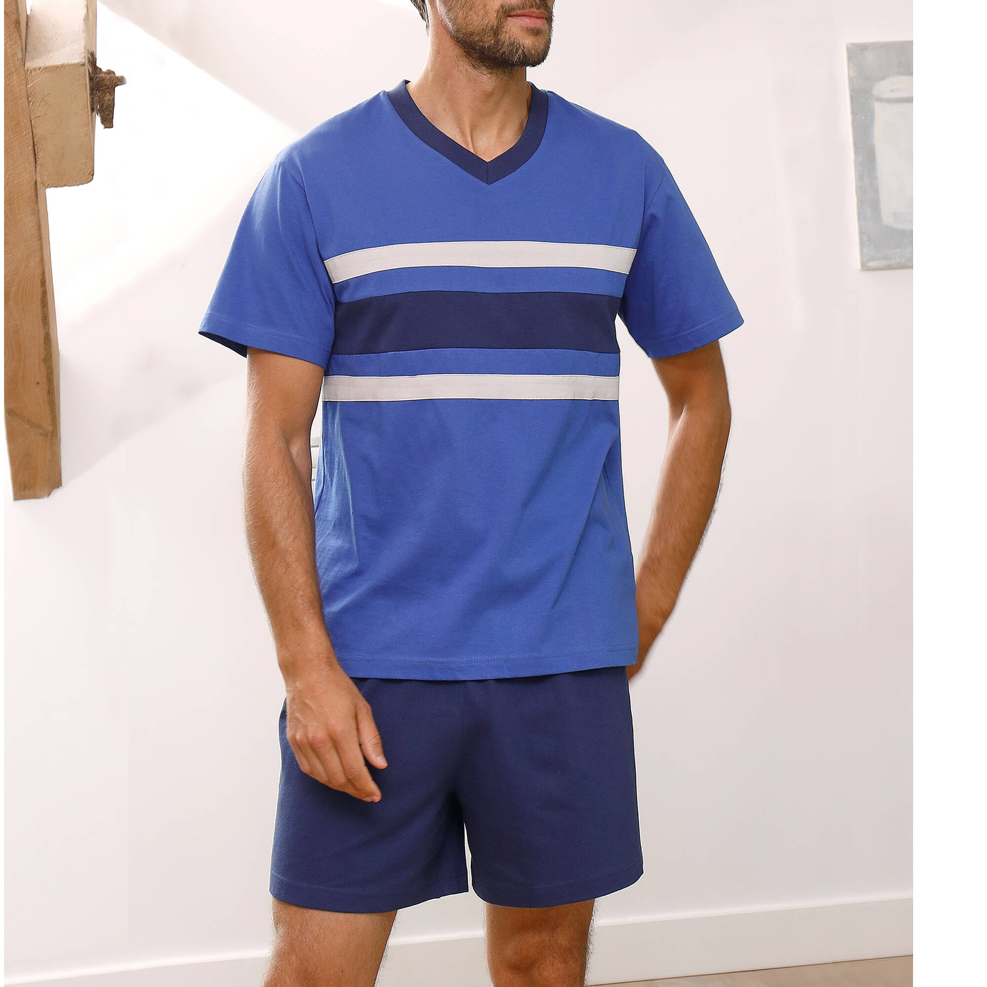 Pyjama short tricolore - lot de 2 - Blancheporte