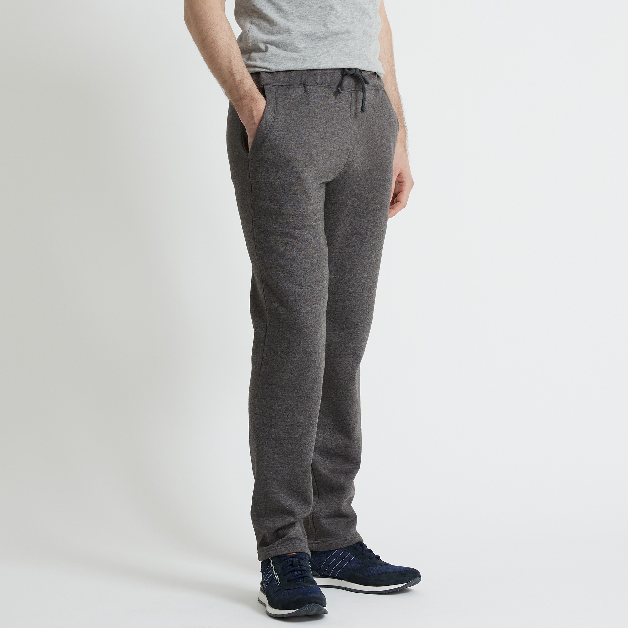 Jogging droit molleton gris homme