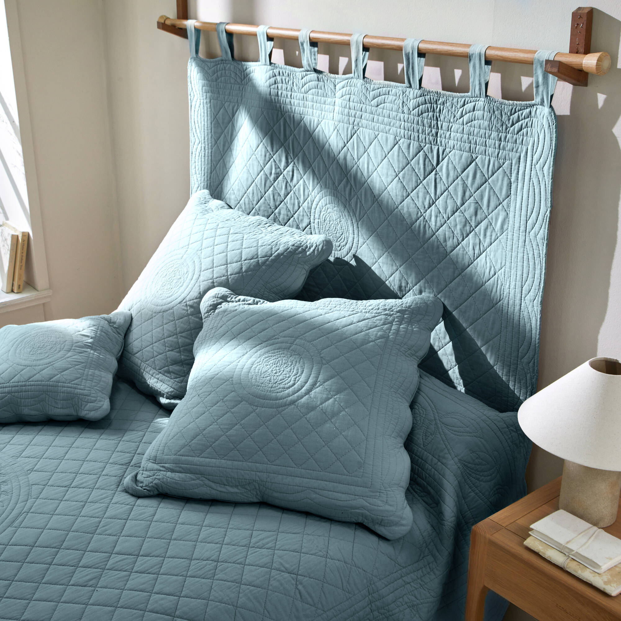 Tête de lit unie coton style boutis Cassandre - Blancheporte