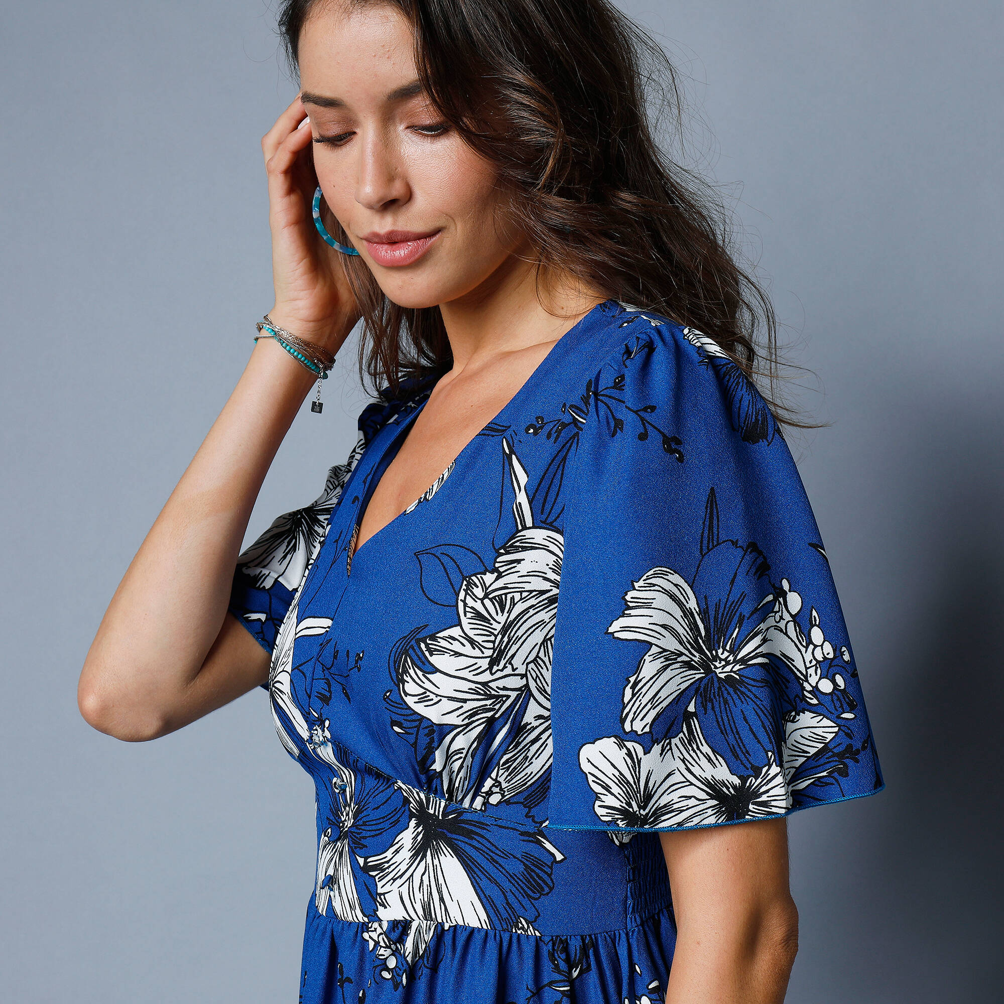 Robe longue imprime manches vases - Blancheporte 48 €