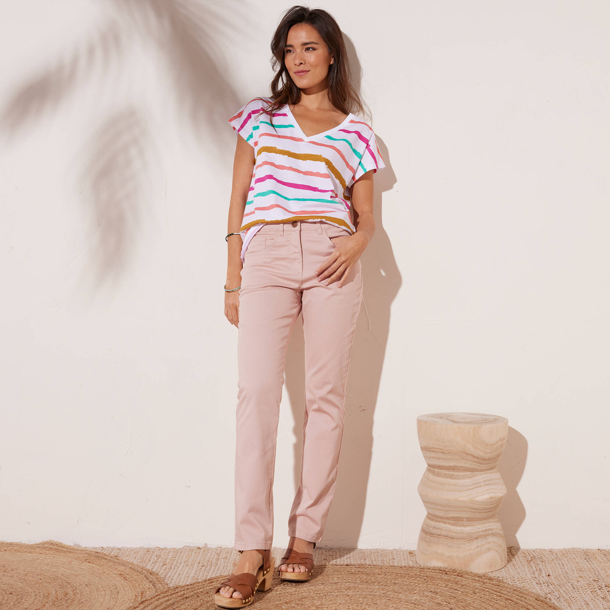 Pantalon effet ventre plat coton stretch - Blancheporte 43$