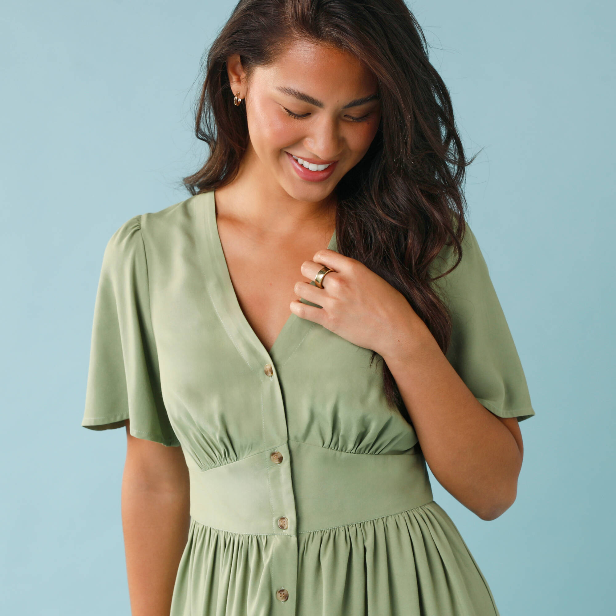 Robe courte boutonne unie Spcial Petites - Blancheporte 23 €
