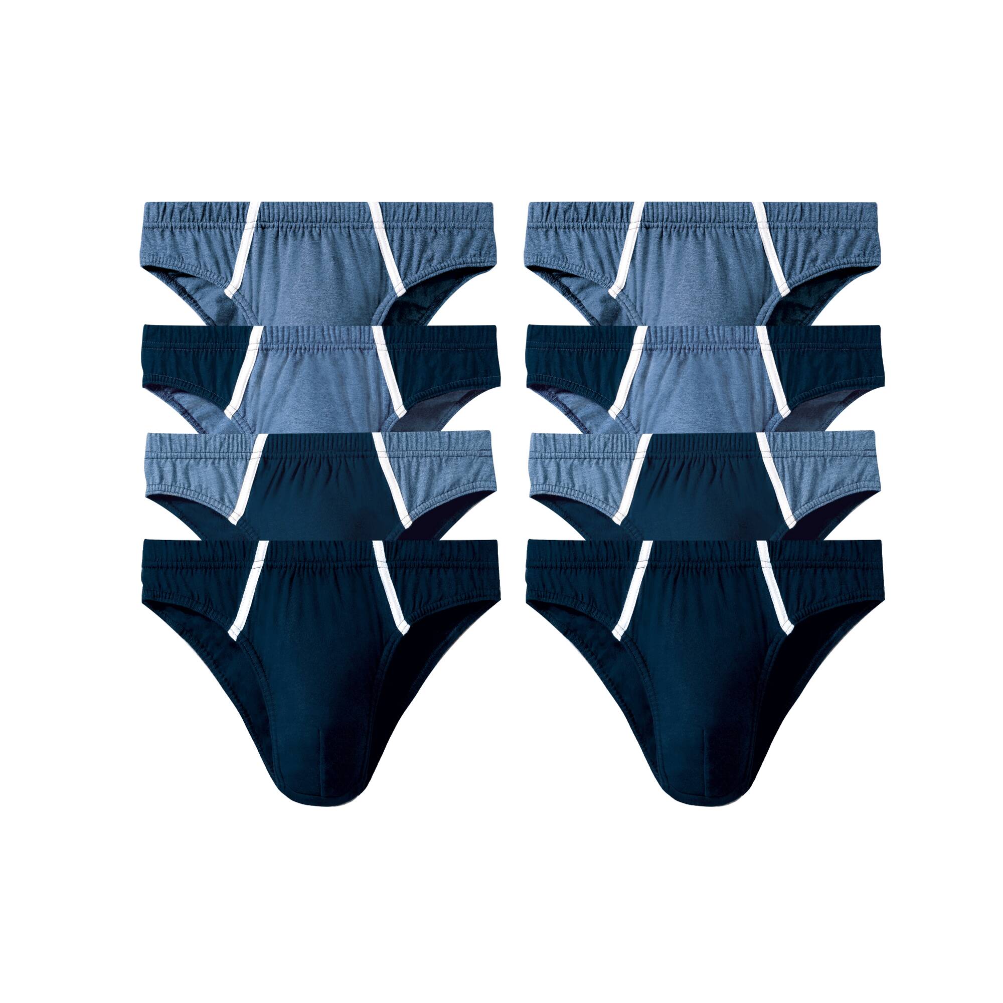 Slip ferme taille basse lot de 8 assortis marine bleu Blancheporte