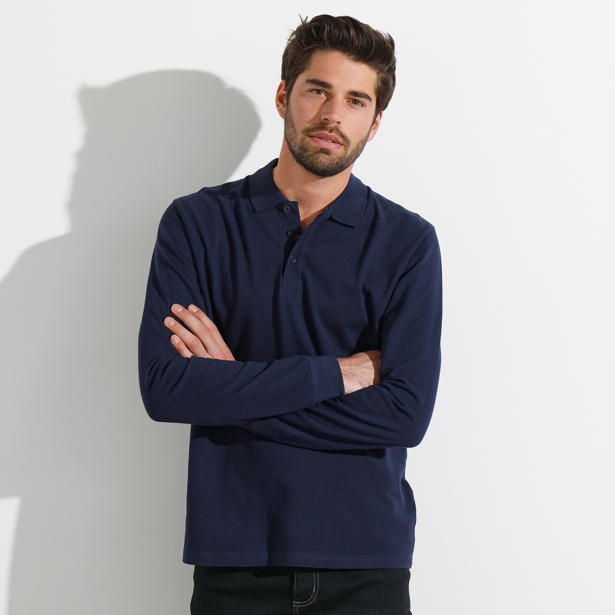 Polo Uni Maille Piquée Manches Longues - Blancheporte