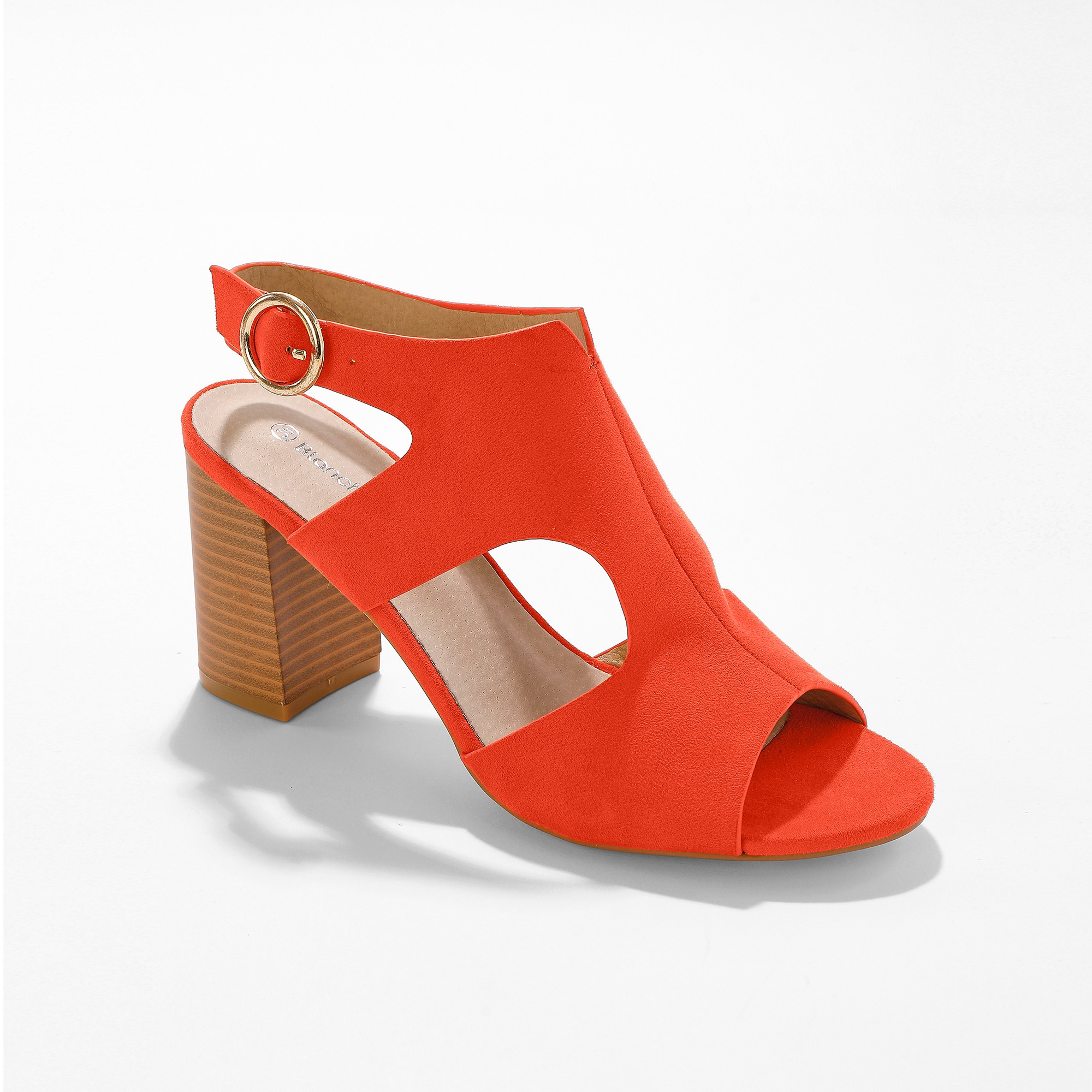 Sandales enveloppantes talon bois orange Blancheporte