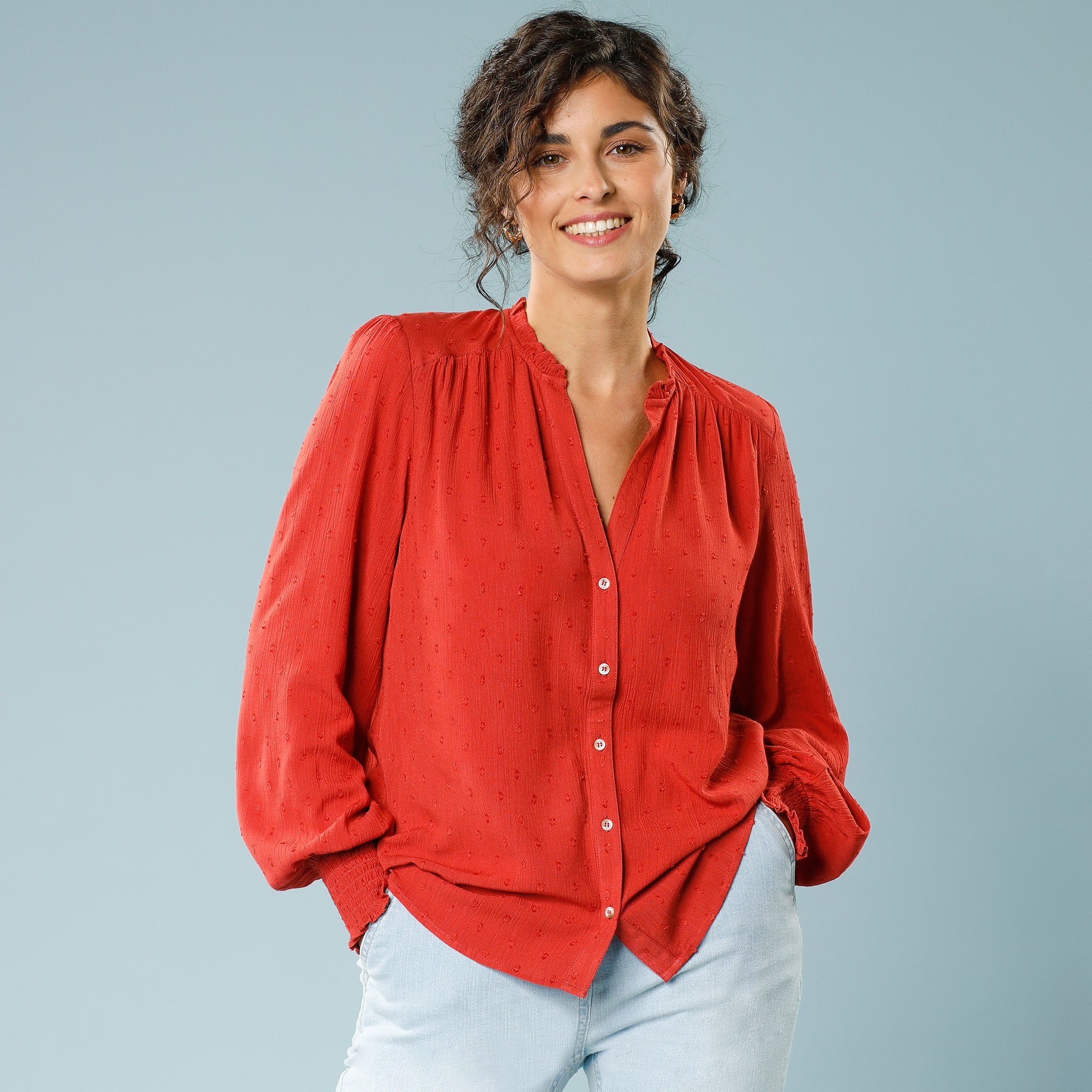 Chemisier Crépon Plumetis Uni, Spéciale Petites - Blancheporte