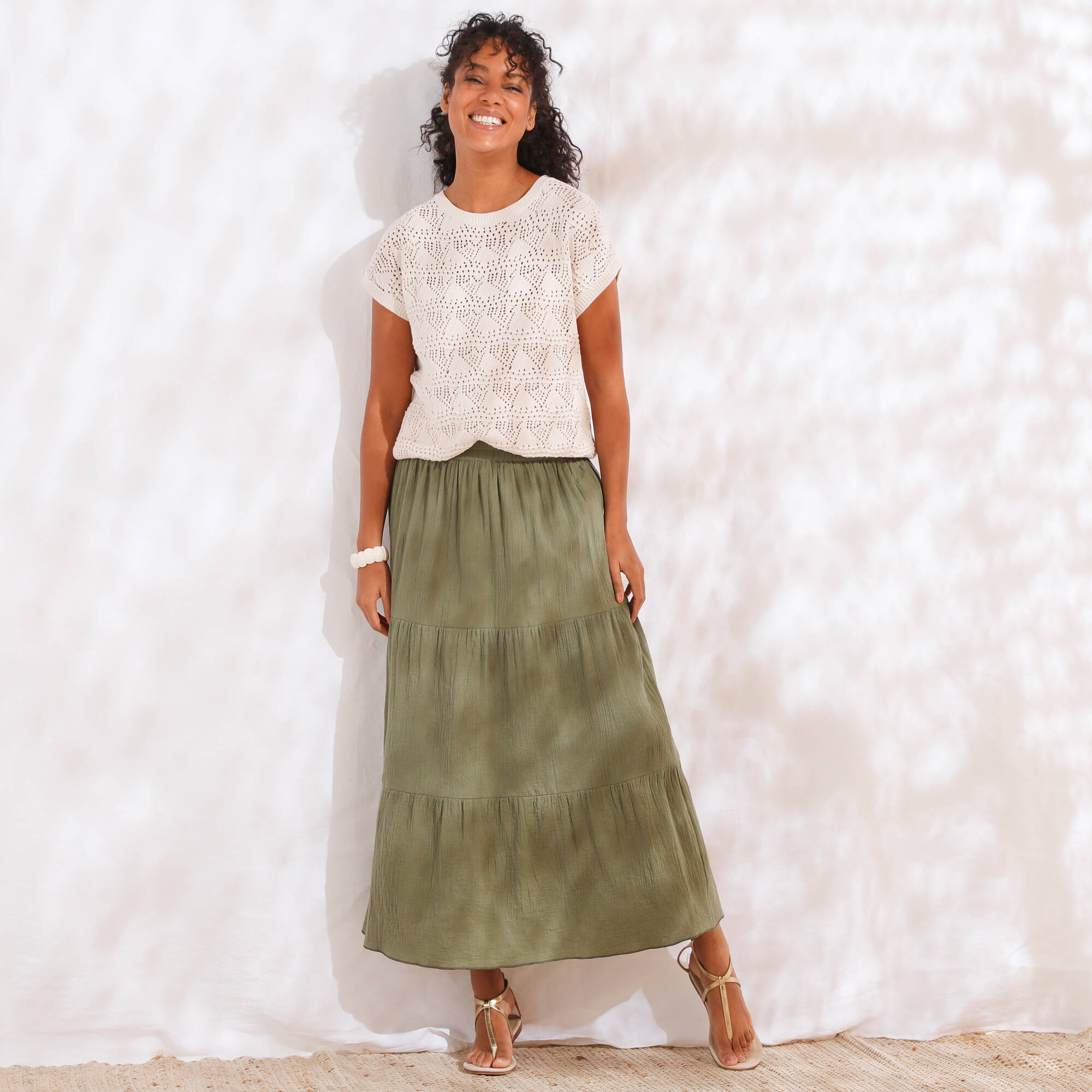 Jupon long volants gaze de coton - Blancheporte 36$