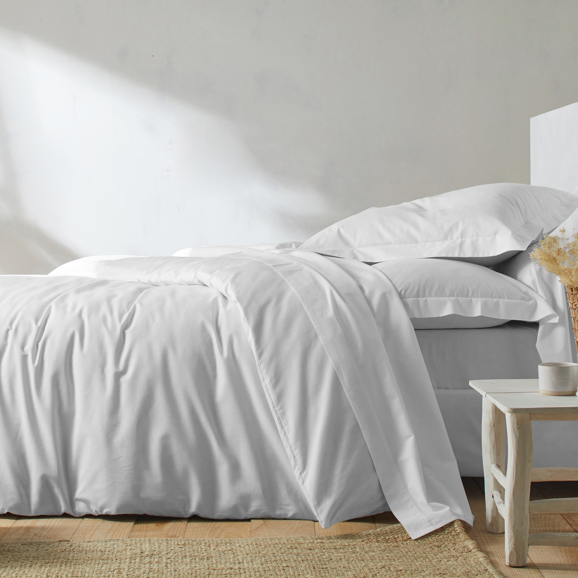 Linge de lit uni - coton bio(**) - Taie De Traversin 85x185cm - Blanc - Colombine