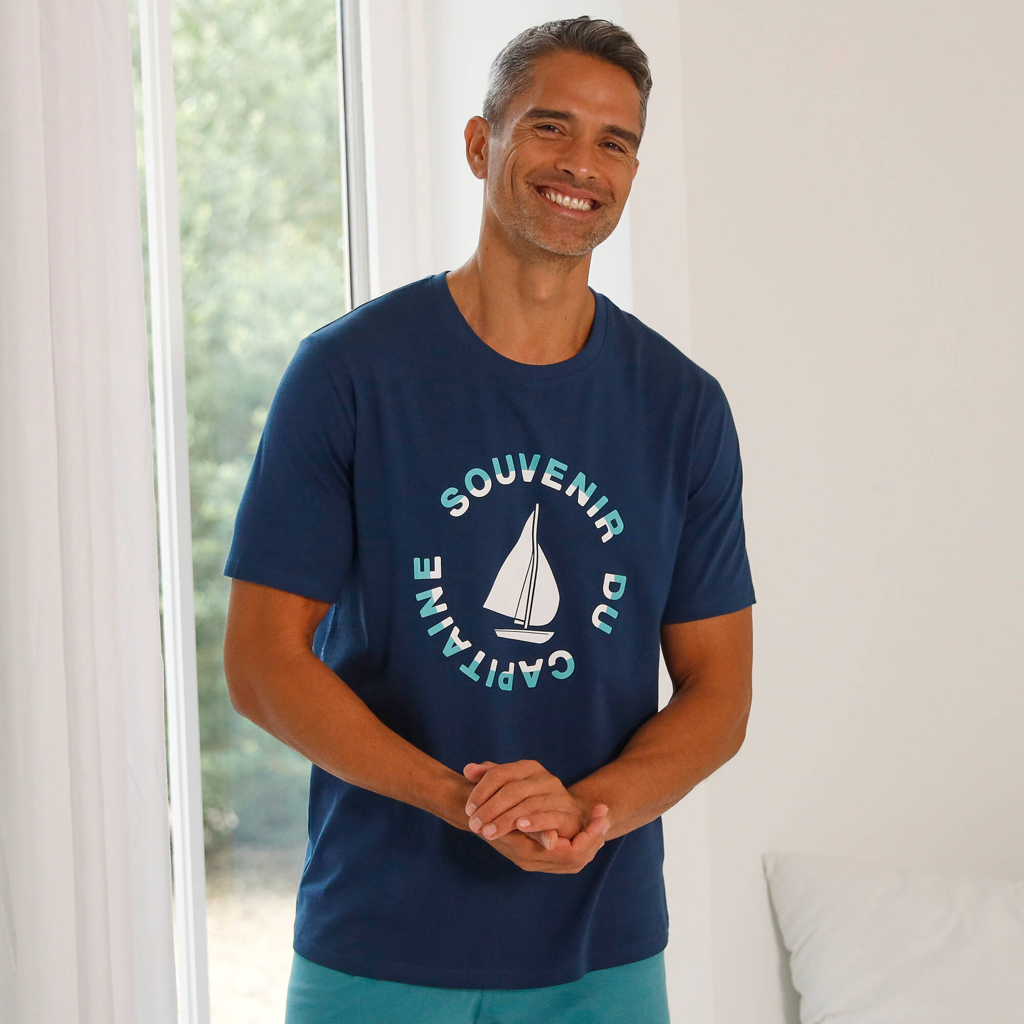 T-shirt de pyjama manches courtes motif bateau - Blancheporte