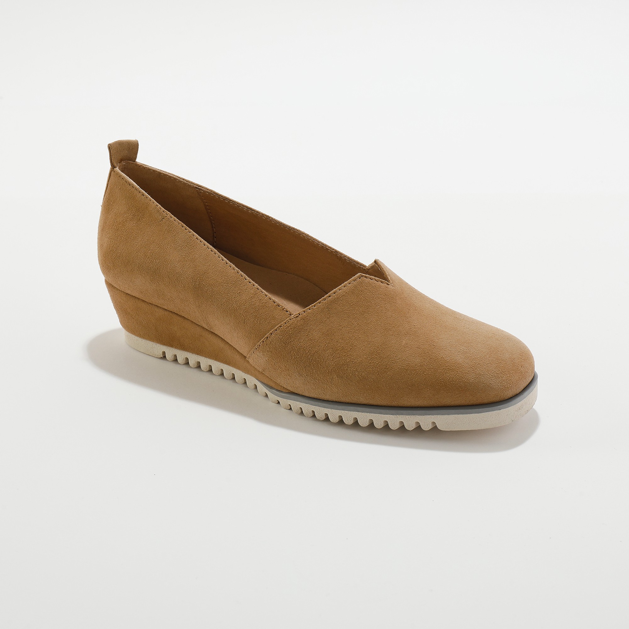 Ballerines Compensées En Cuir - Marine - Blancheporte