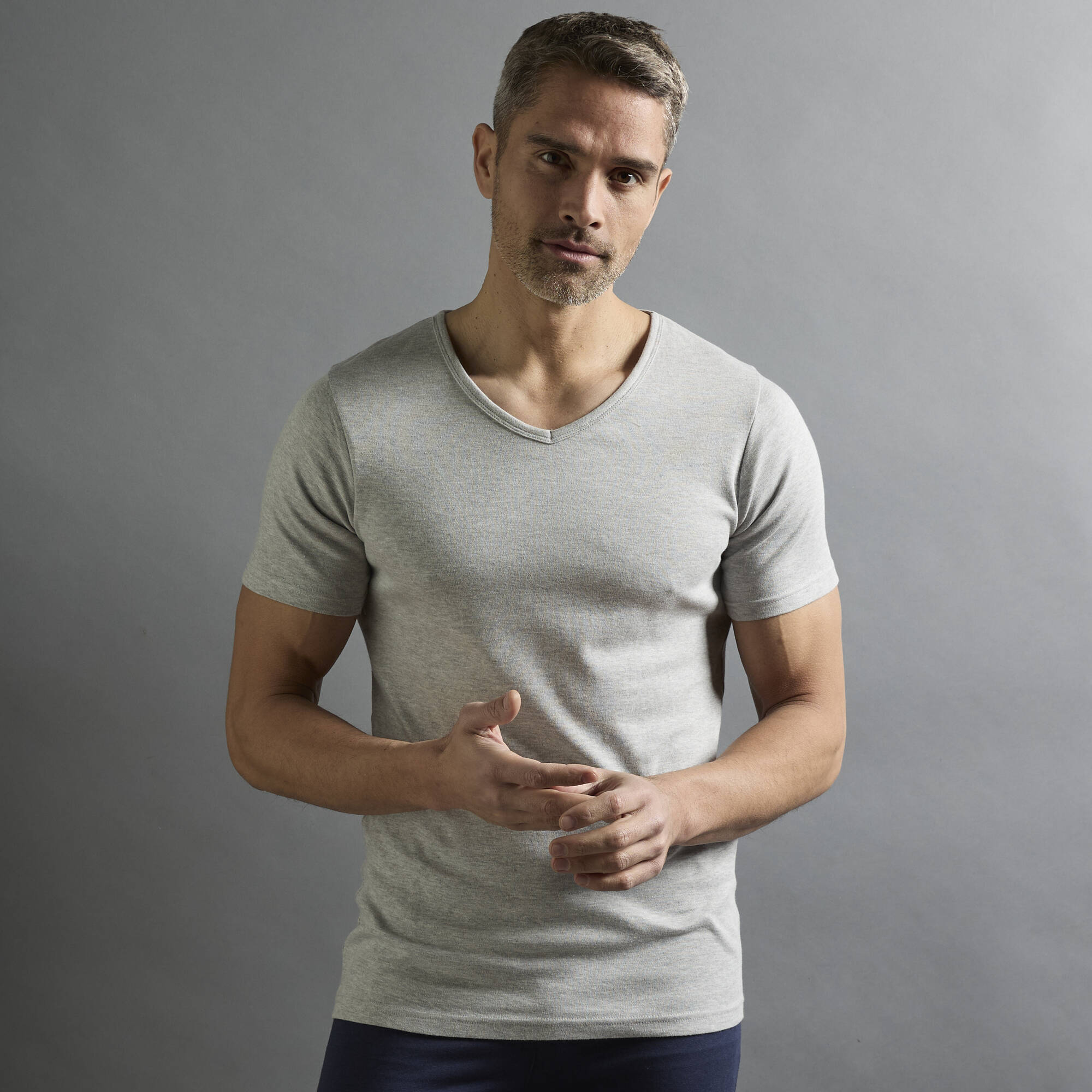 Tee shirt sous vetement homme col V manches courtes chaleur douce lot de 2