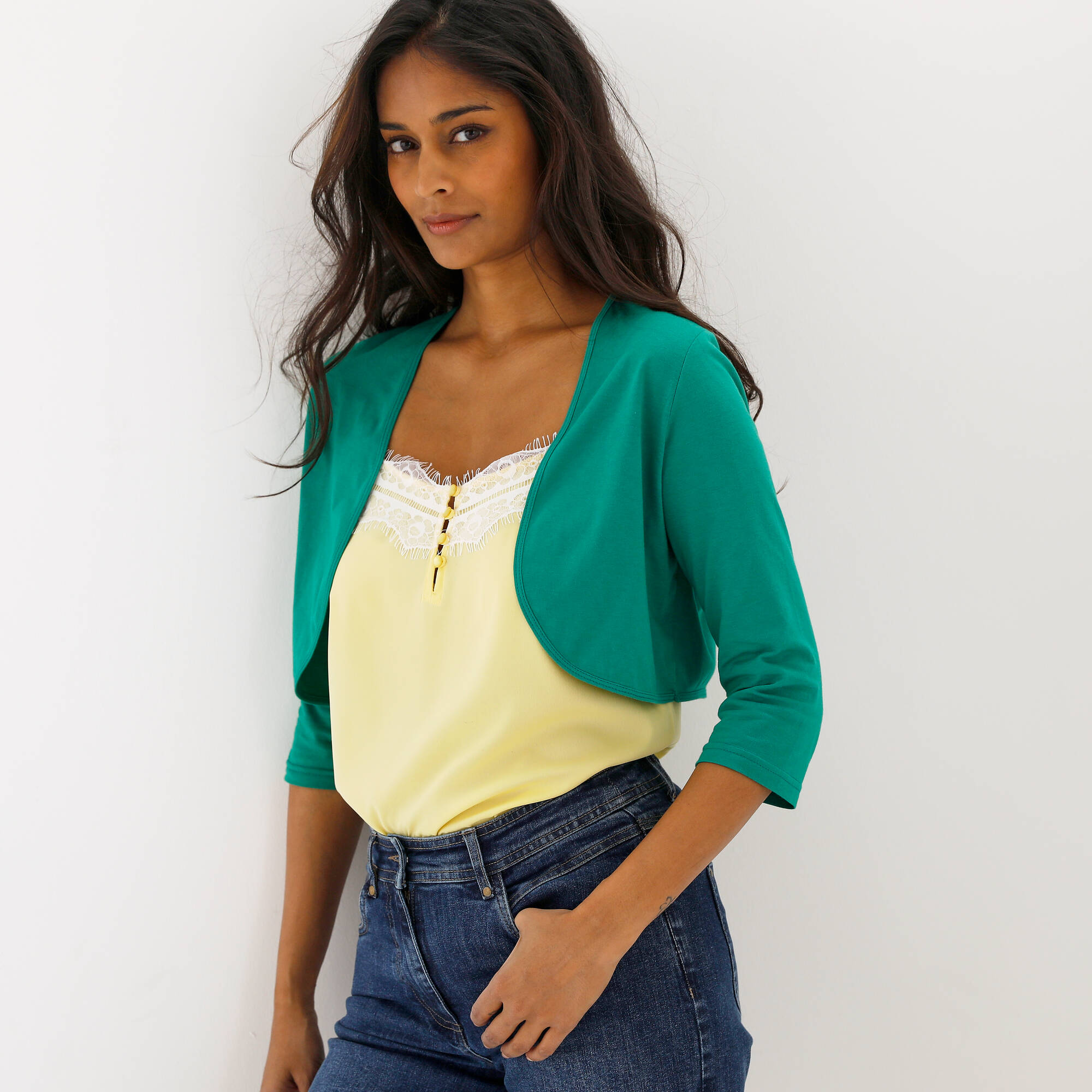 Bolro manches 34 uni coton mlang - Blancheporte 20 €