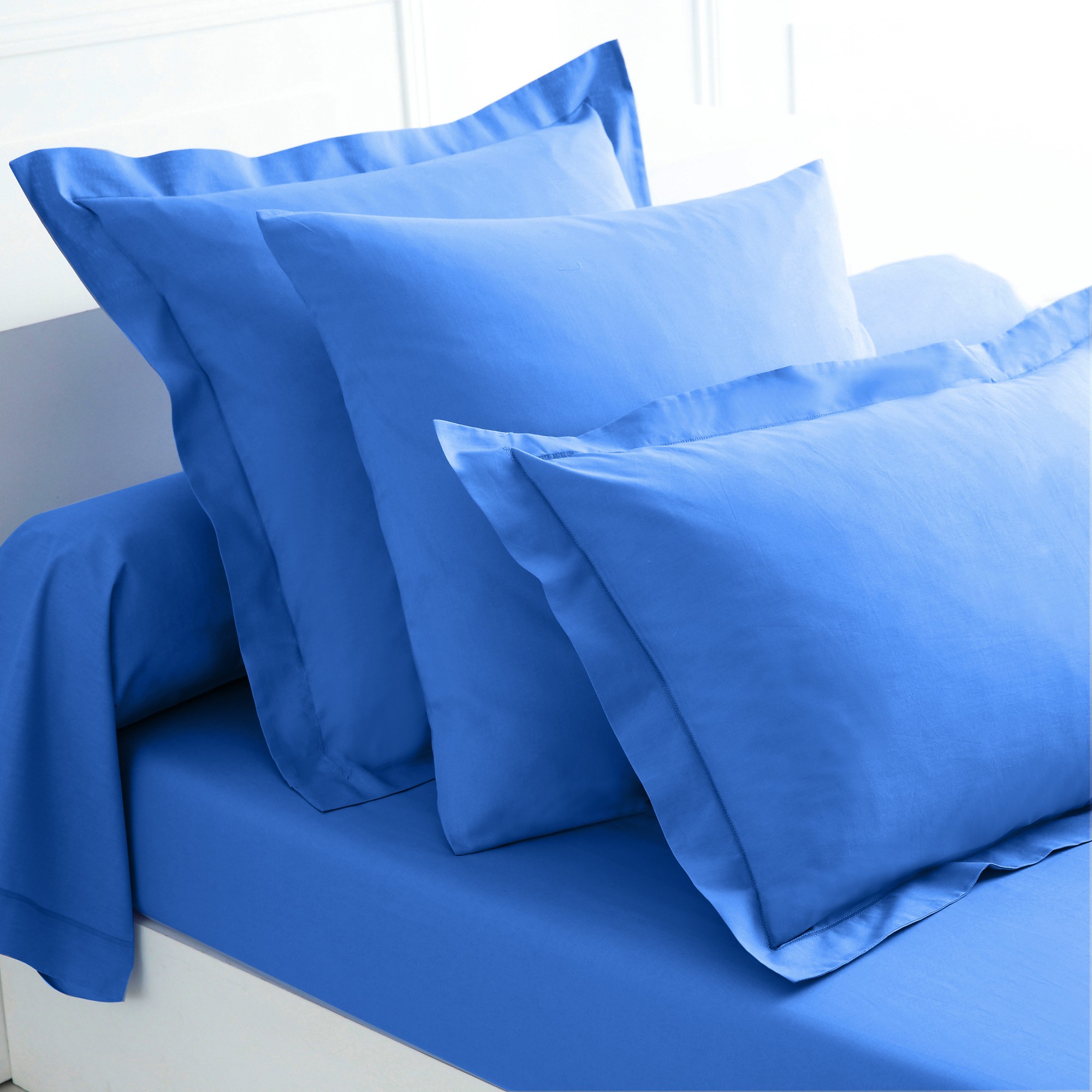 Drap-housse uni jersey bonnets 26 cm - Drap-housse 2 Personnesonnes : 160x200cm - Bleu - Colombine