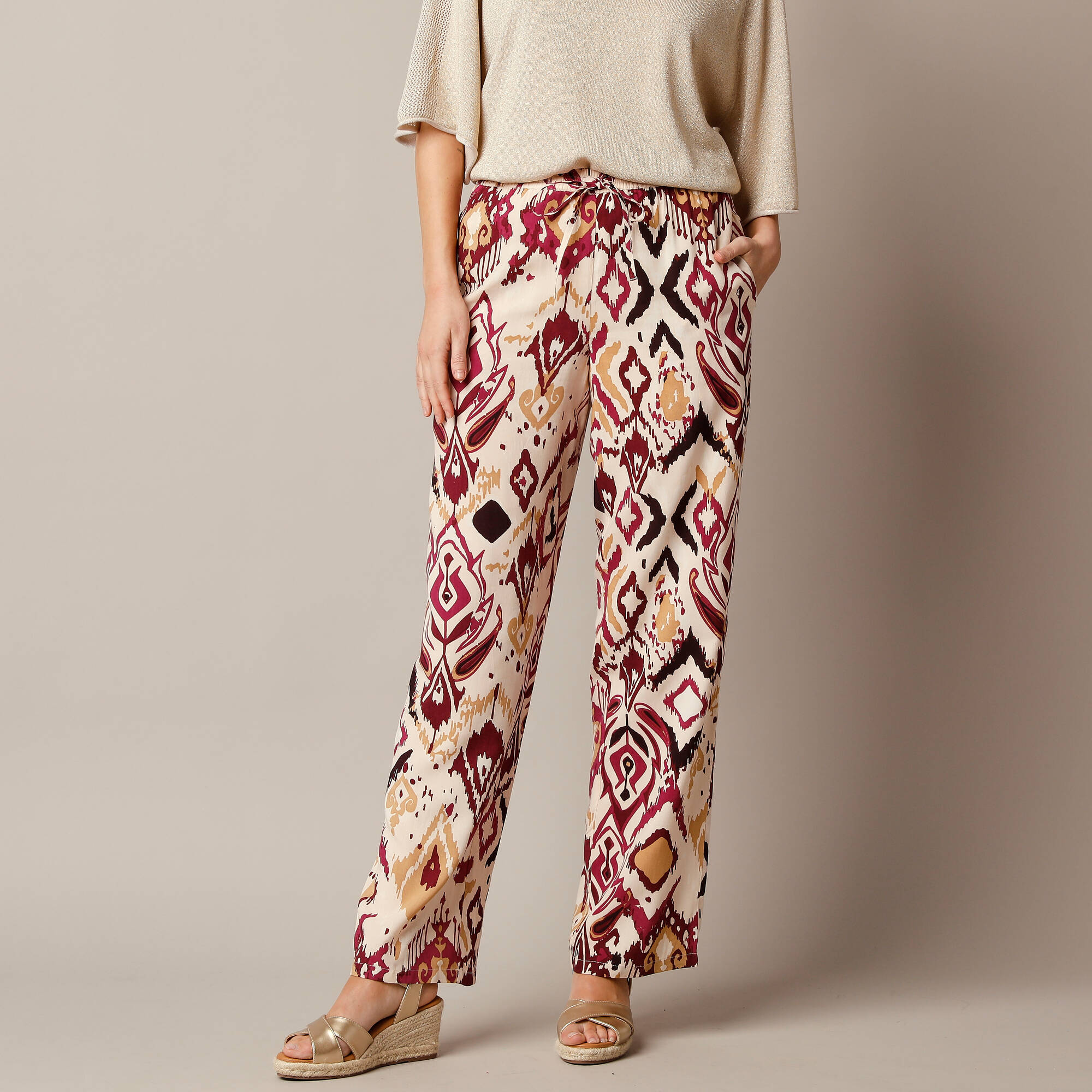 Pantalon fluide large, imprimé - Blancheporte