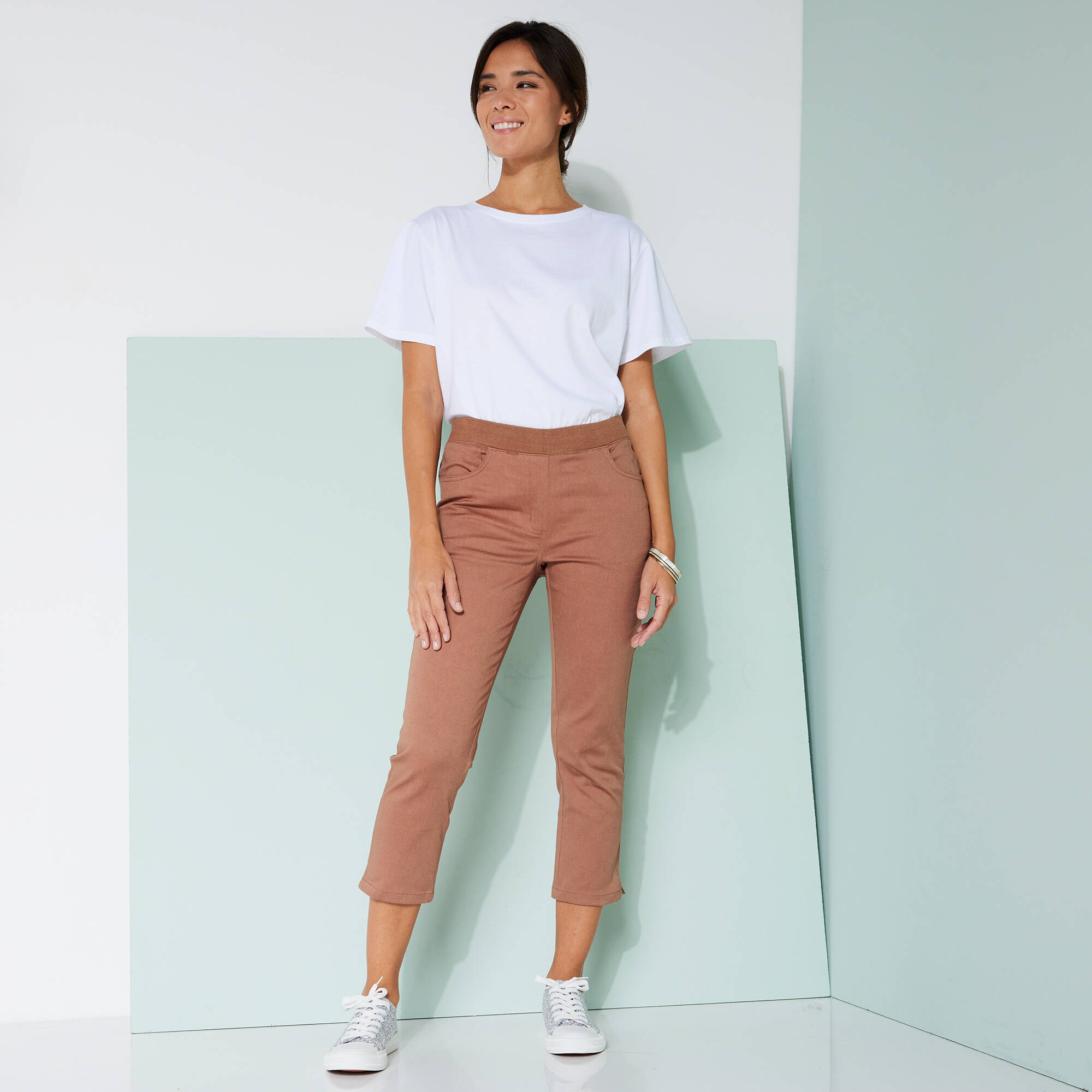 Pantacourt toile taille lastique - Blancheporte 24$
