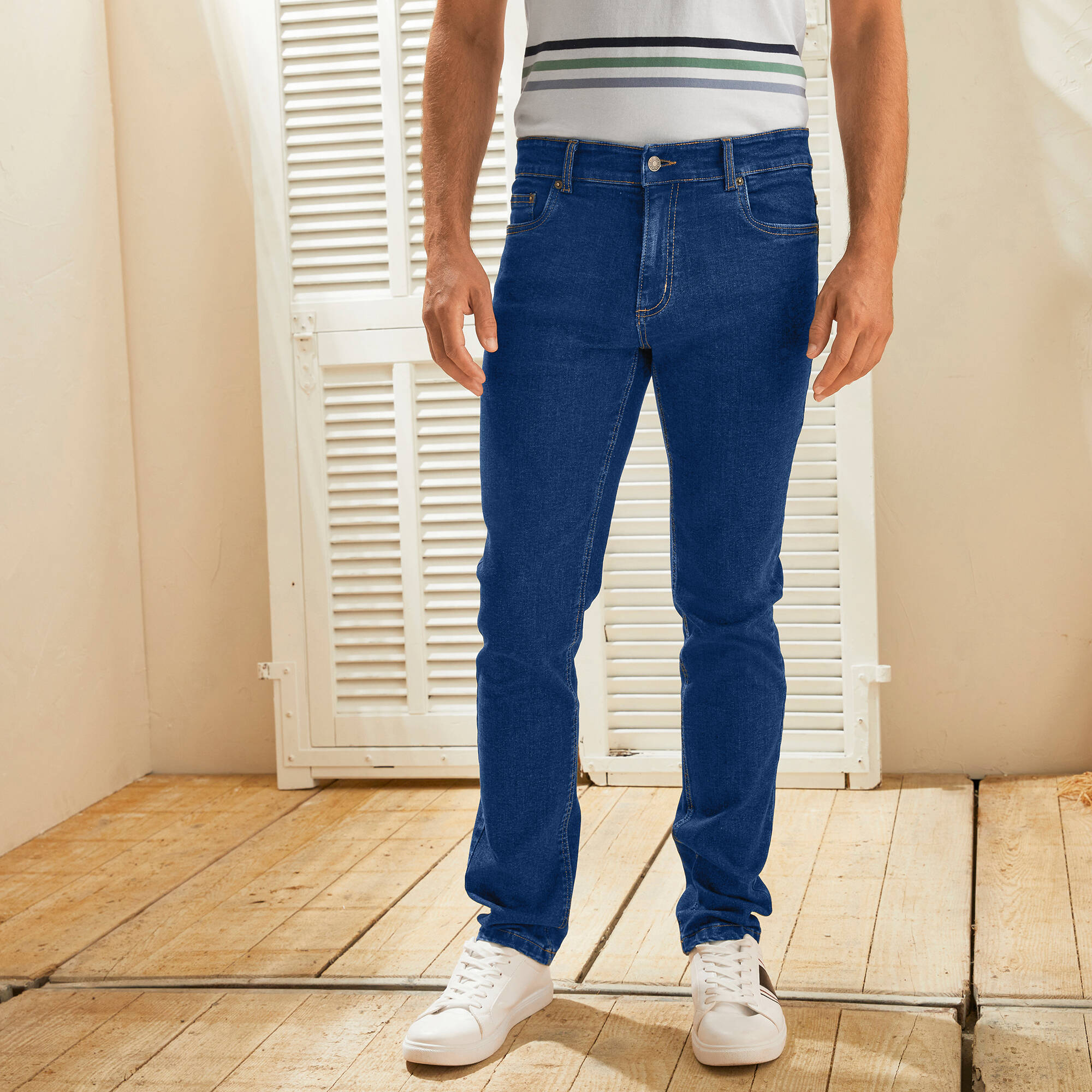 Jean droit basique coton stretch - L28 - Blancheporte 40$