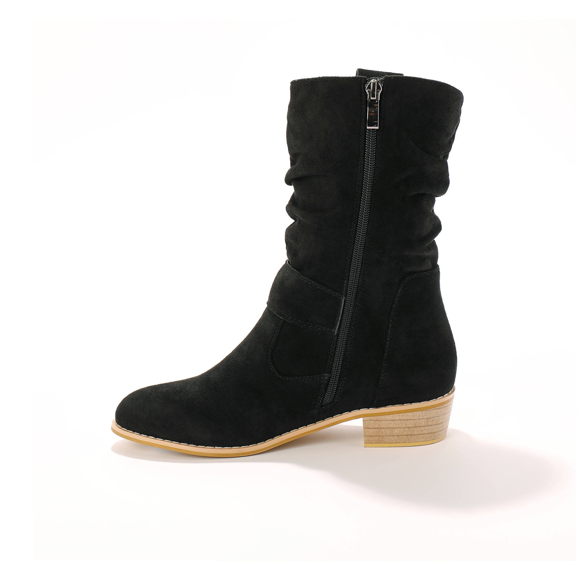 Bottes mi-hautes plisses petit talon effet bois - Blancheporte 80$