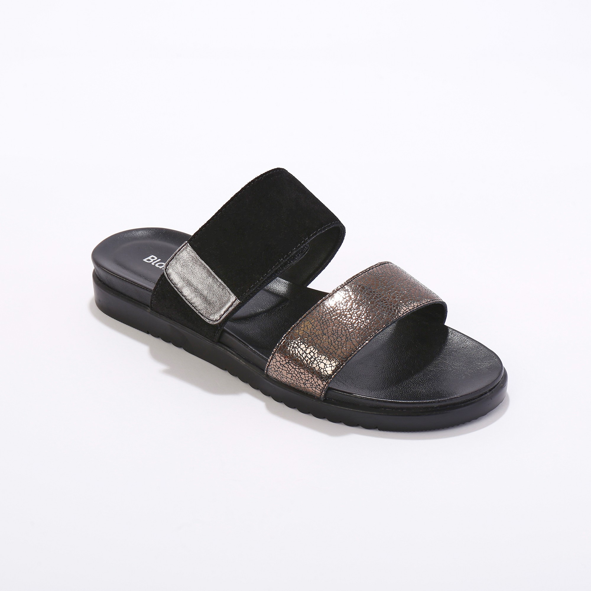 Mules Scratchées Largeur Confort À Ouverture Totale, Cuir Irisé - Blancheporte