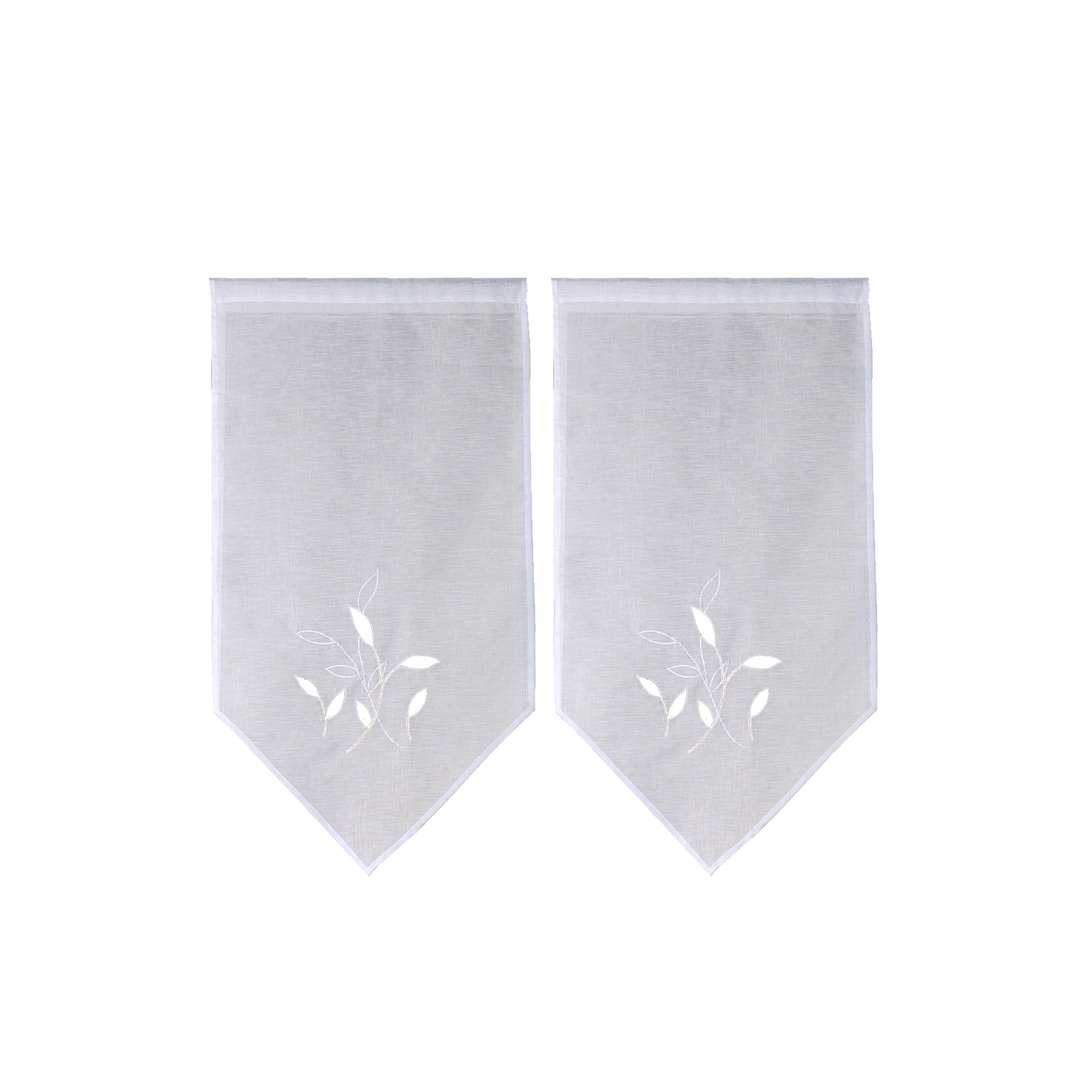 Vitrage Pointe Brodé Fleur Finition Passe-tringle - La Paire - Blancheporte