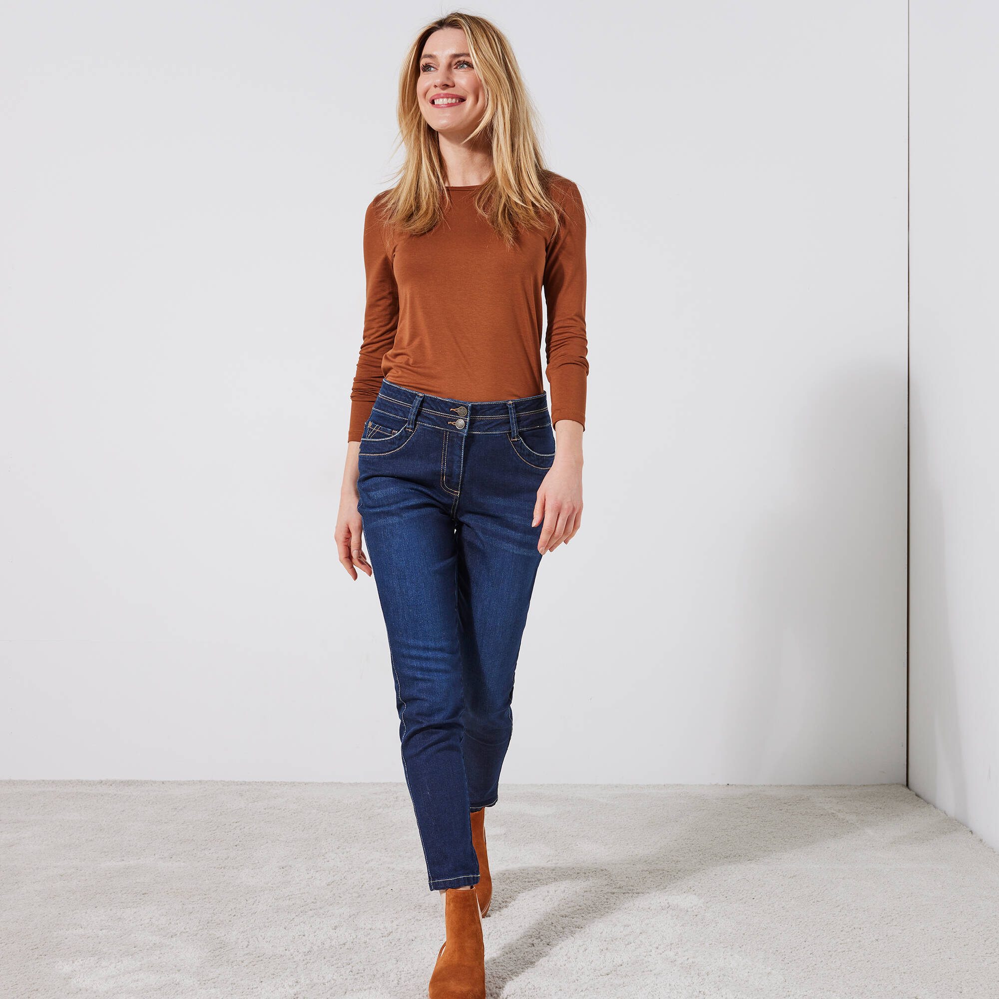 T-shirt Uni Col Rond Stretch - Blancheporte