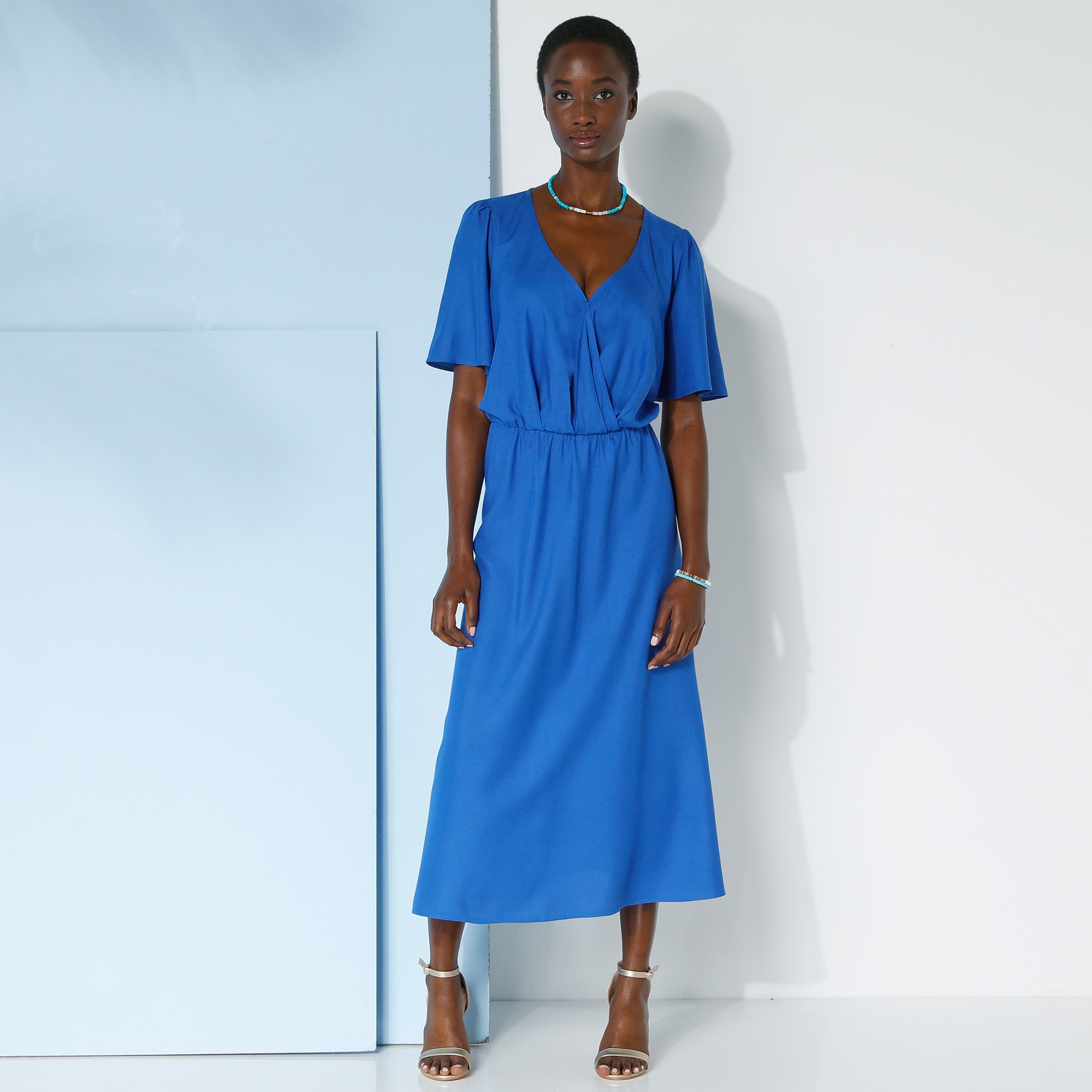 Robe Longue Cache-coeur Unie, Spéciale Poitrines Généreuses - Blancheporte