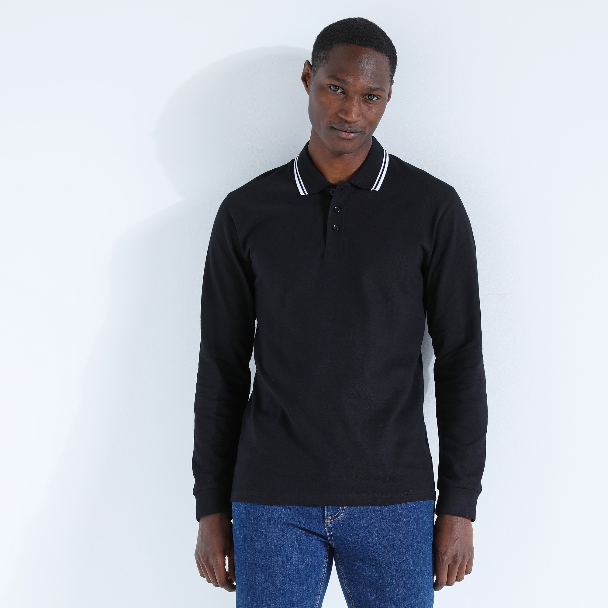 Polo Uni Maille Piquée Manches Longues - Blancheporte