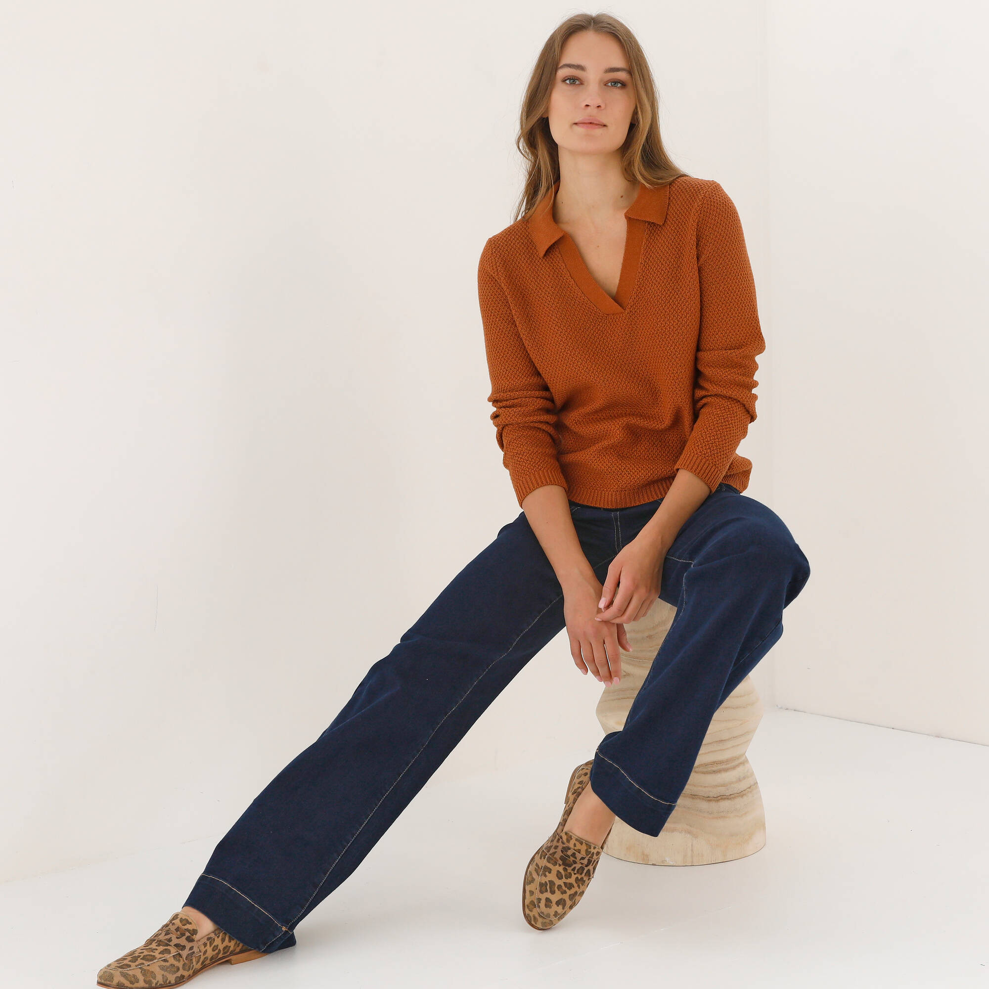 Pull col polo maille fantaisie - Blancheporte 38$