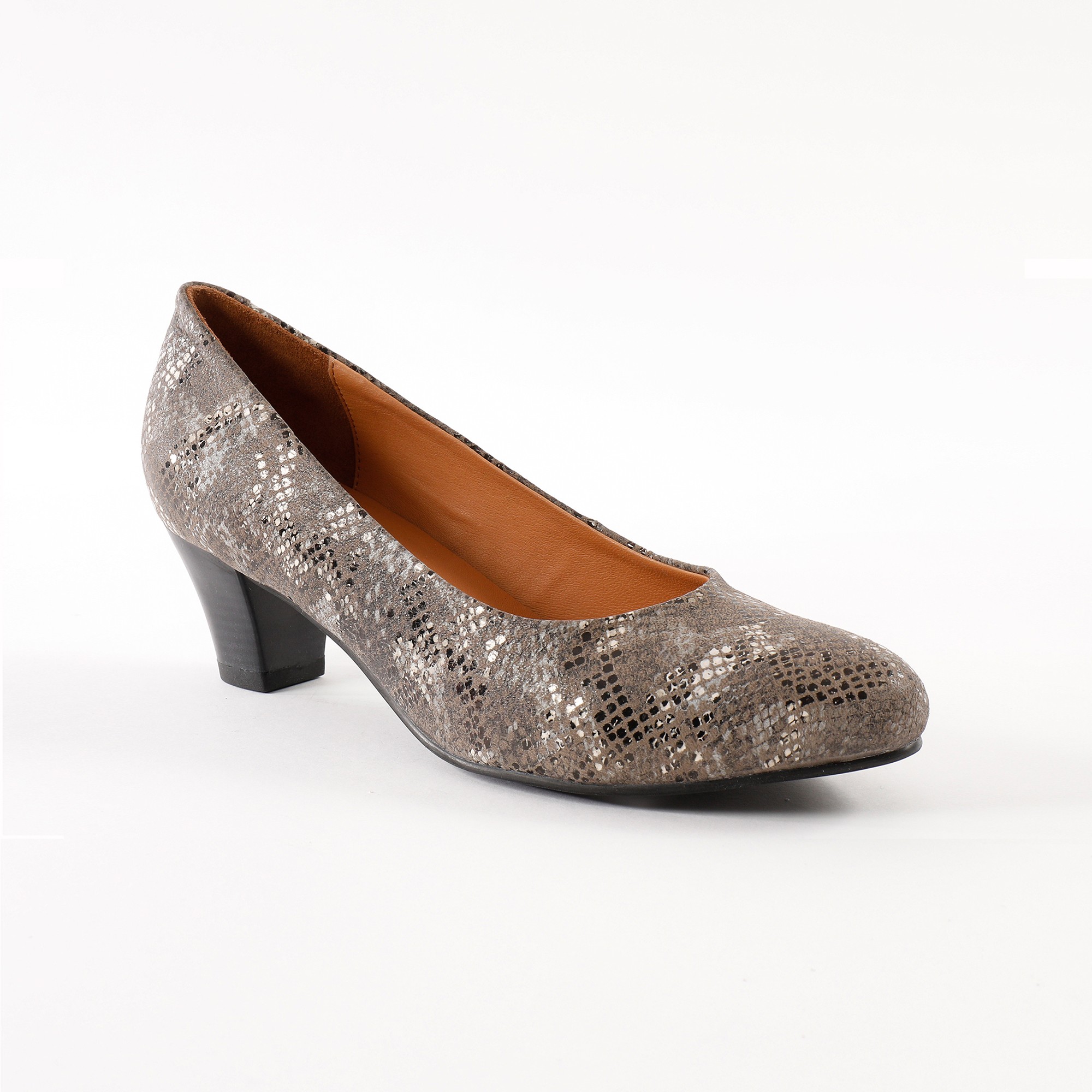 Escarpins en cuir effet python gris Blancheporte