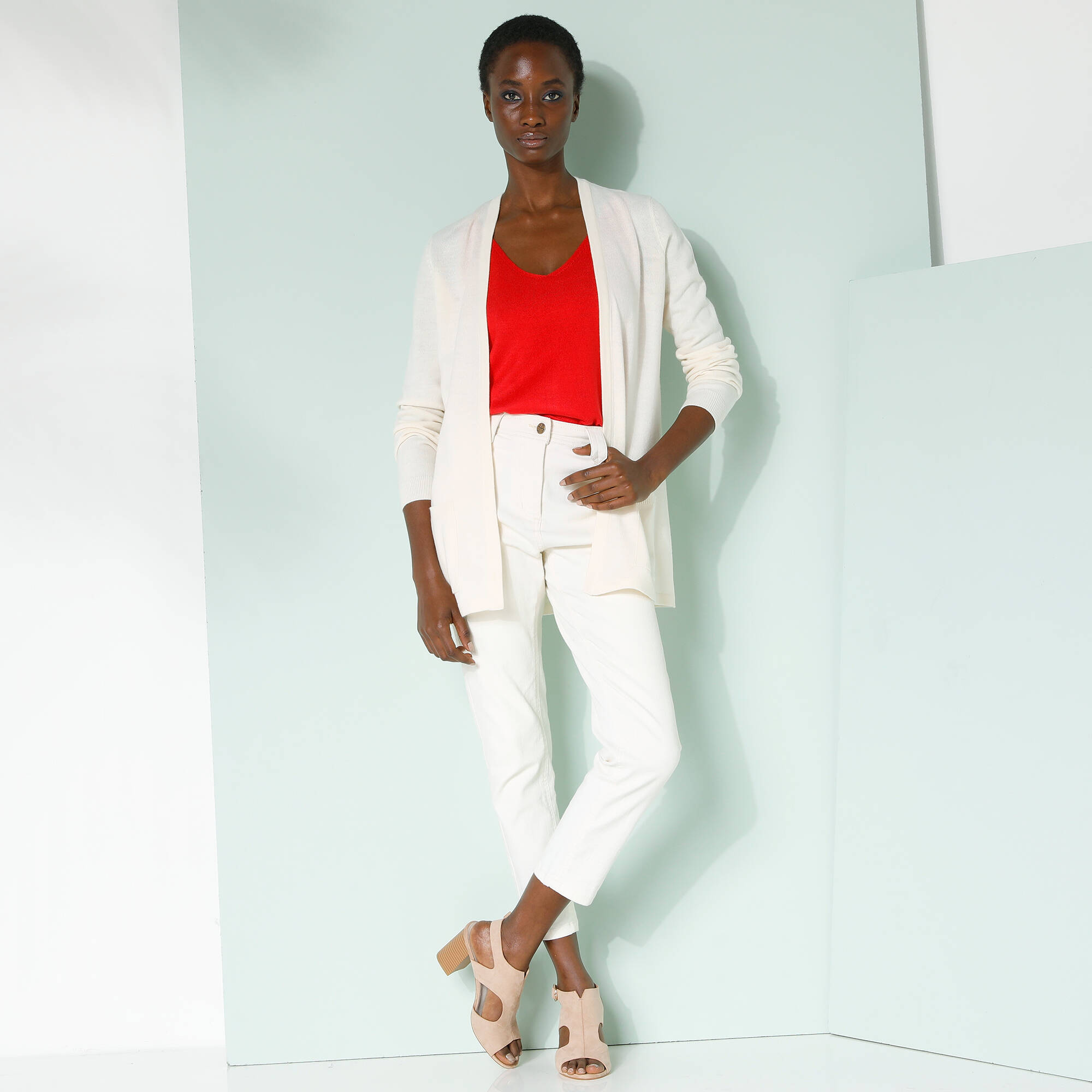 Gilet porter ouvert maille toucher doux - Blancheporte 24$
