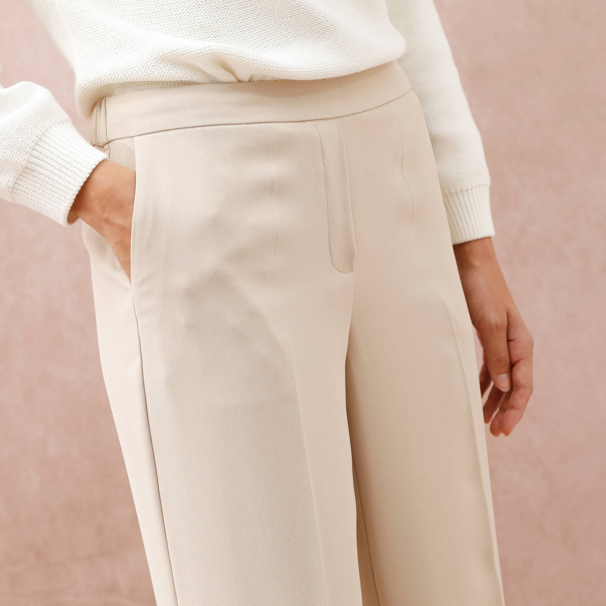 Pantalon large taille lastique crpe - Blancheporte 43$
