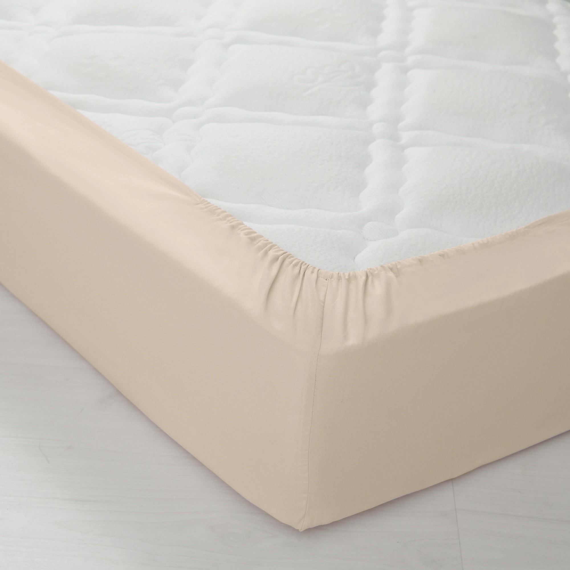 Drap-housse uni jersey bonnets 26 cm - Drap-housse 2 Personnesonnes : 160x200cm - Beige - Colombine