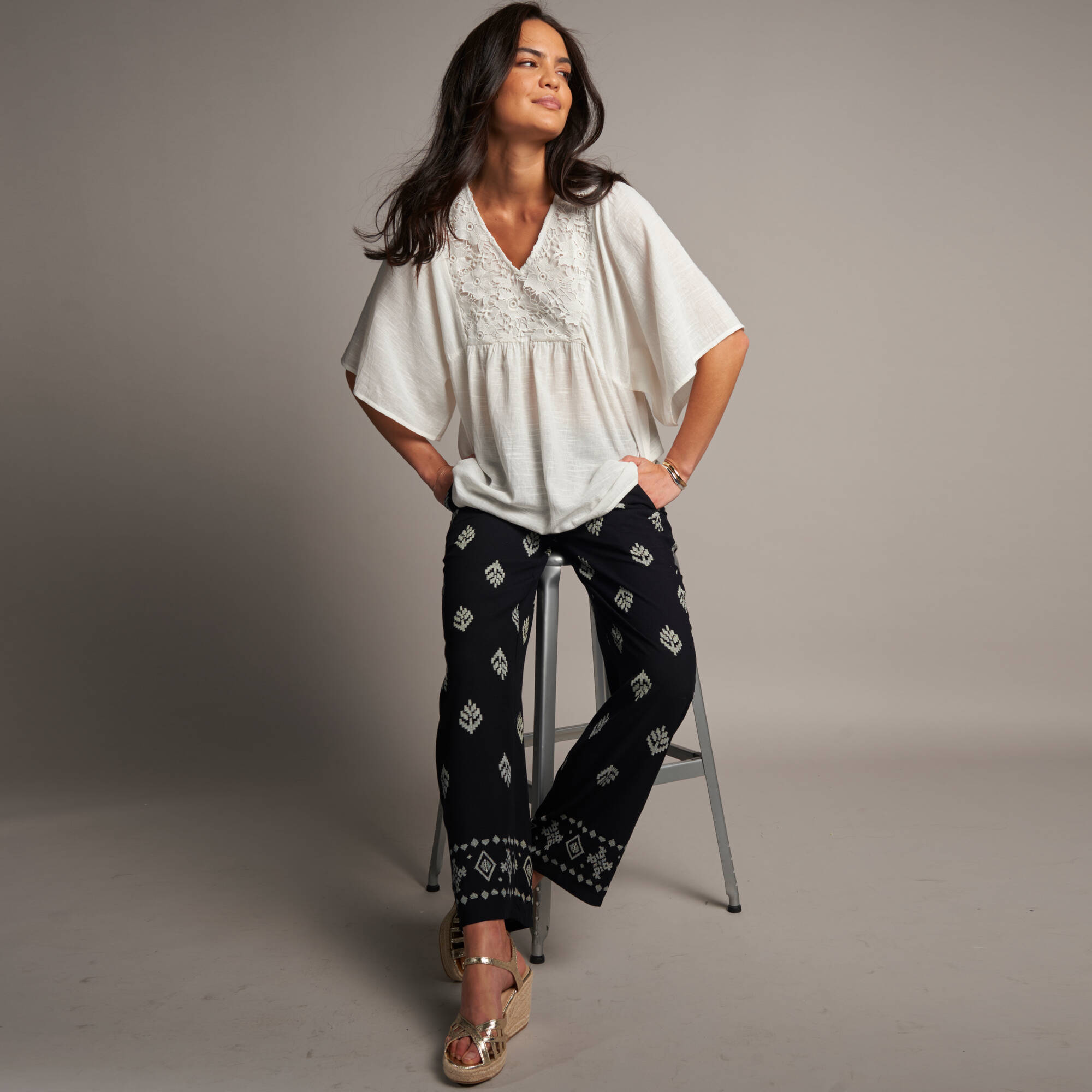 Tunique plastron fantaisie doubl manches kimono - Blancheporte 36$