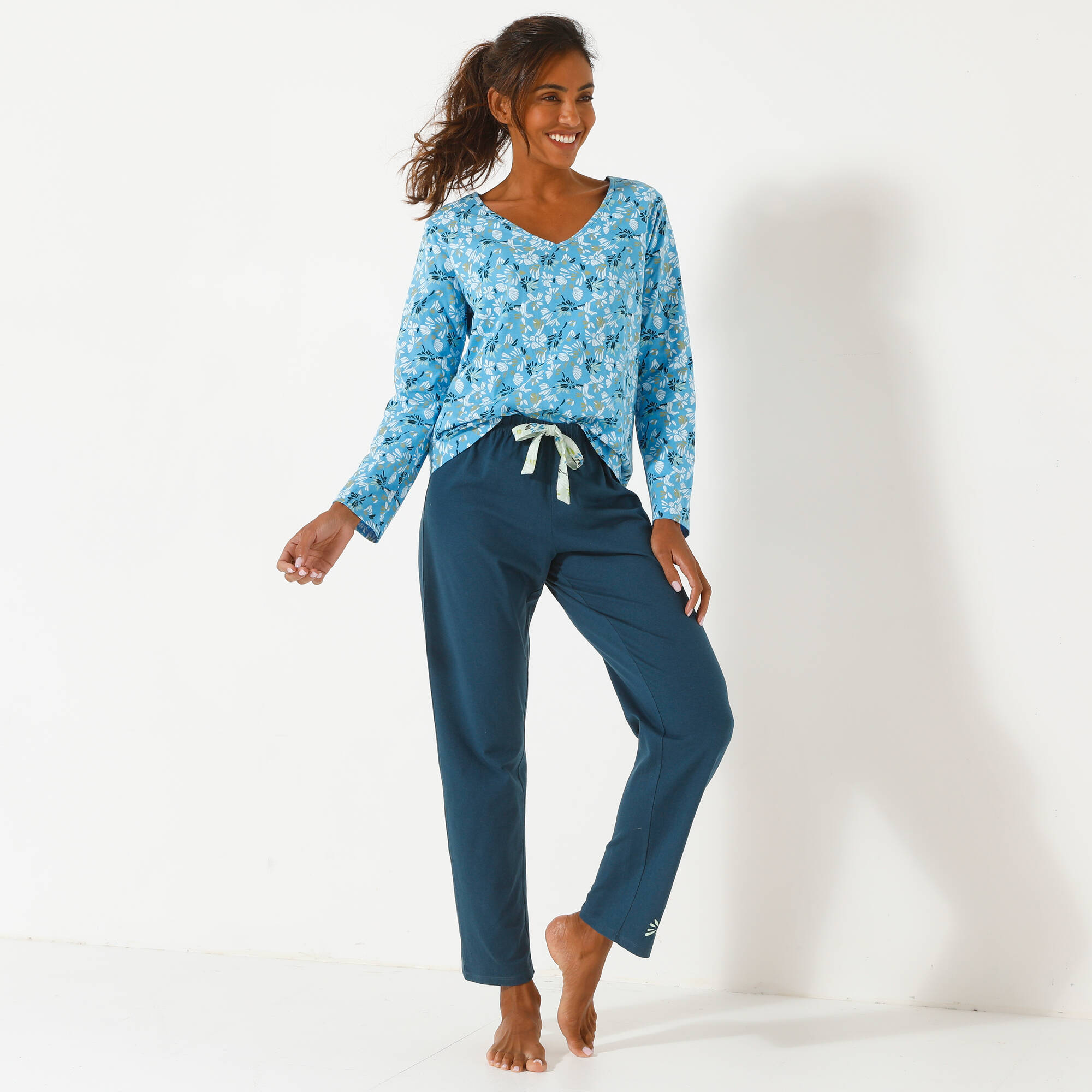 Haut de pyjama manches longues imprim fleuri - Blancheporte 16$
