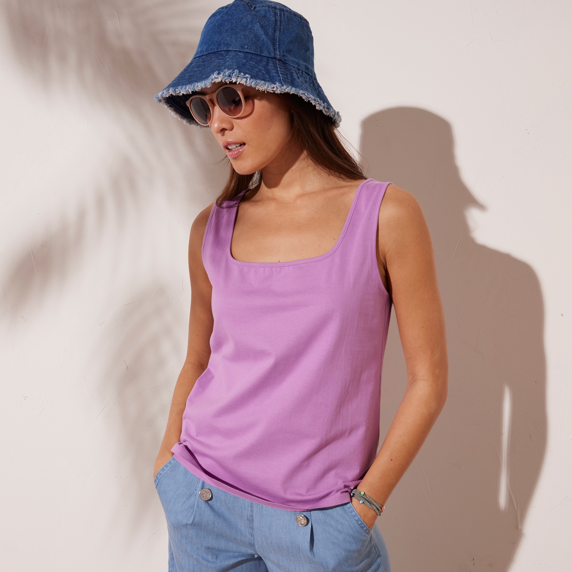 Débardeur Col Carré Uni - Blancheporte