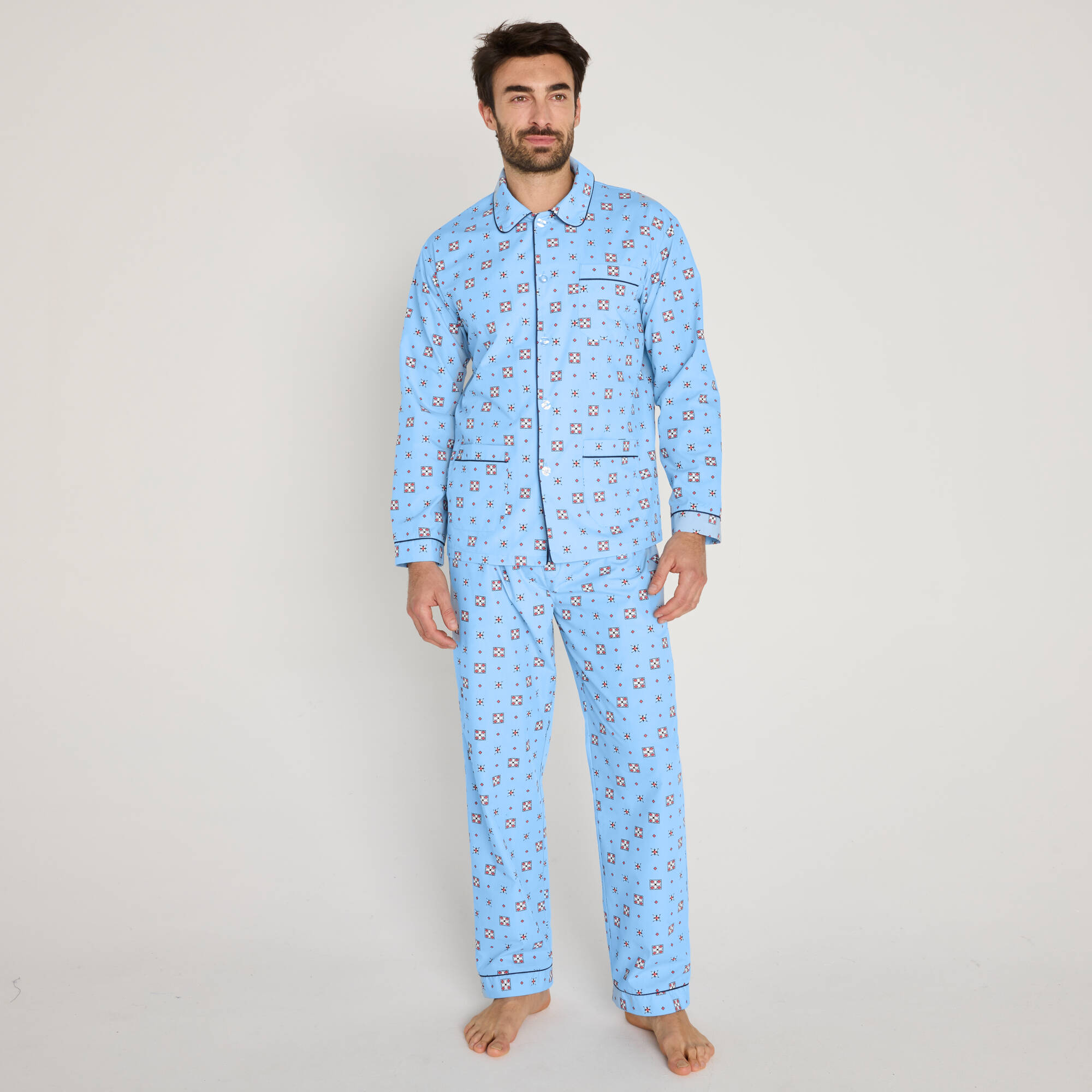Pyjama imprimé popeline polyester/coton - Blancheporte