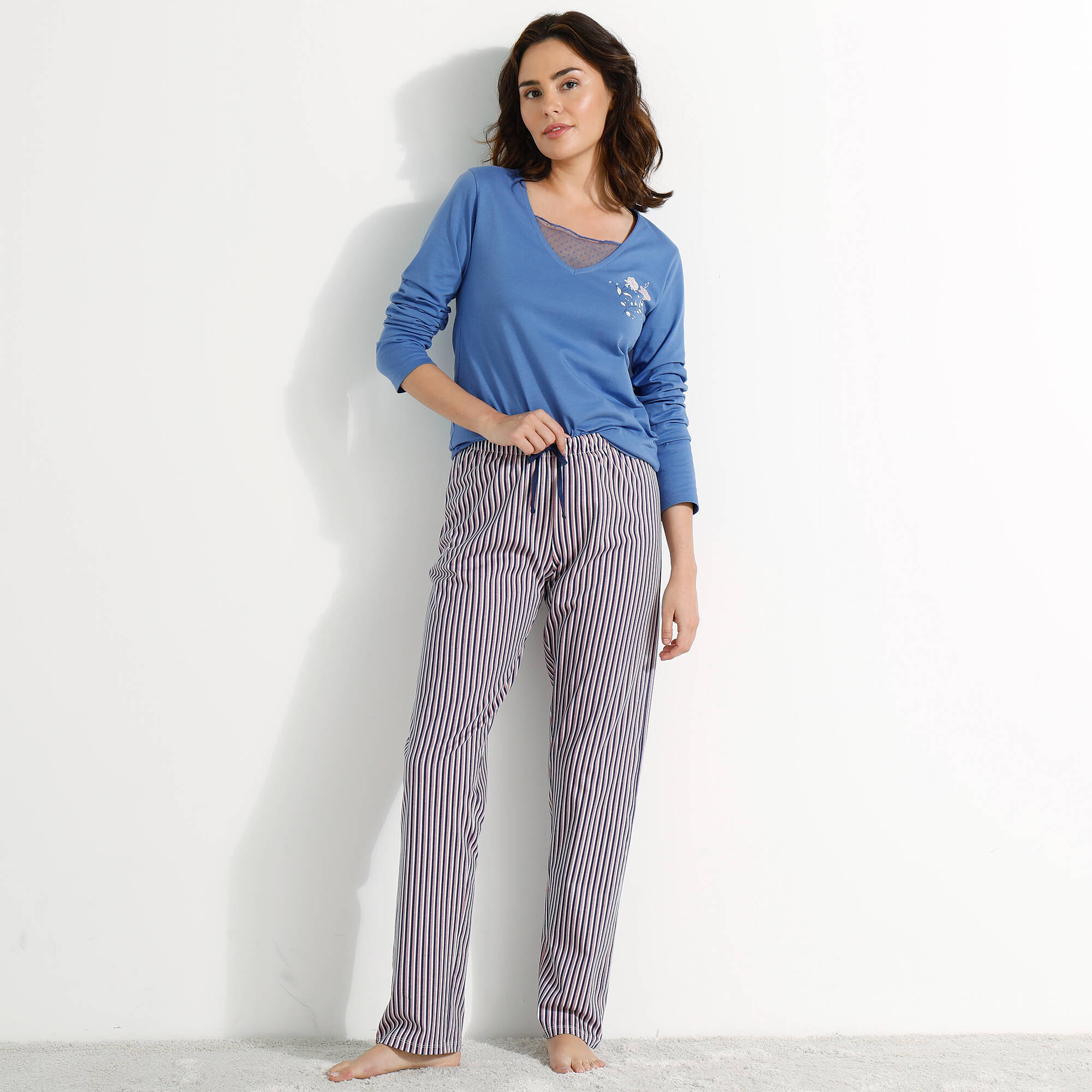 T-shirt pyjama manches longues motif floral imprim - Blancheporte 15$